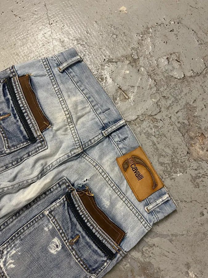 Roberto Cavalli × Vintage AW2005 Cavalli Blue Distressed Hybrid Jeans Size US 31 - 7 Thumbnail