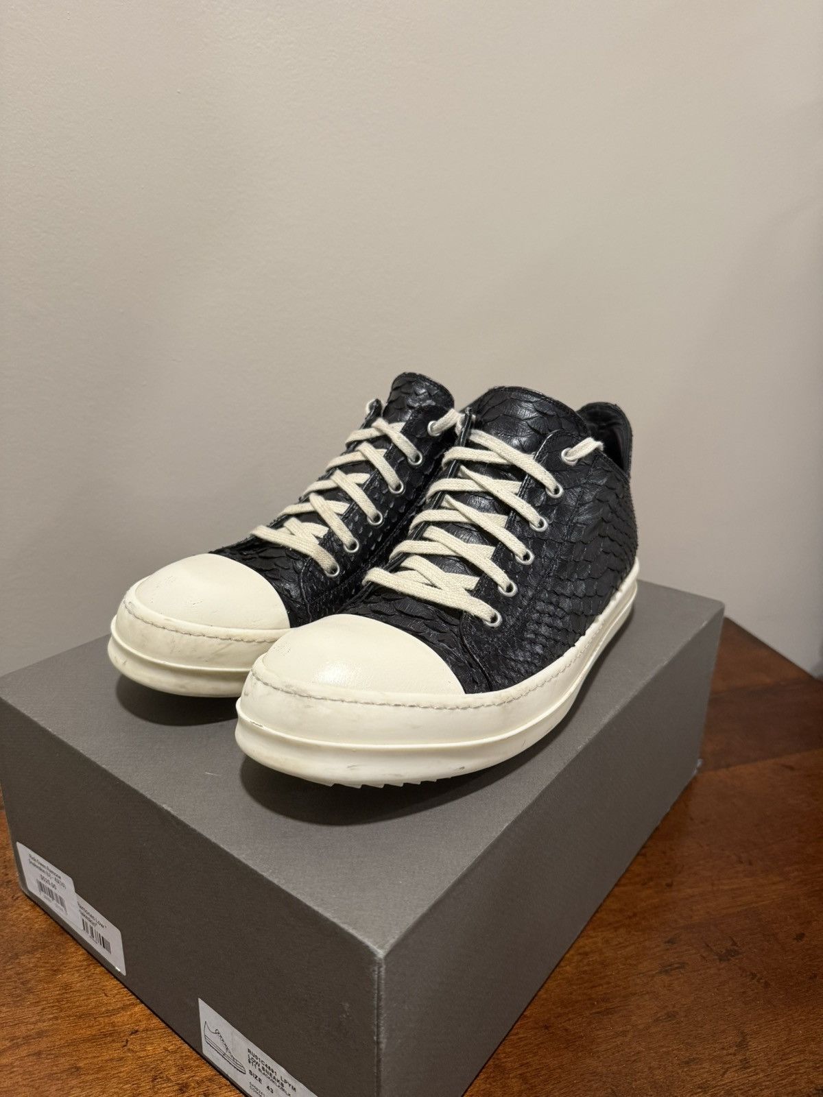 Rick Owens SS 23 Snakeskin Ramone Lows