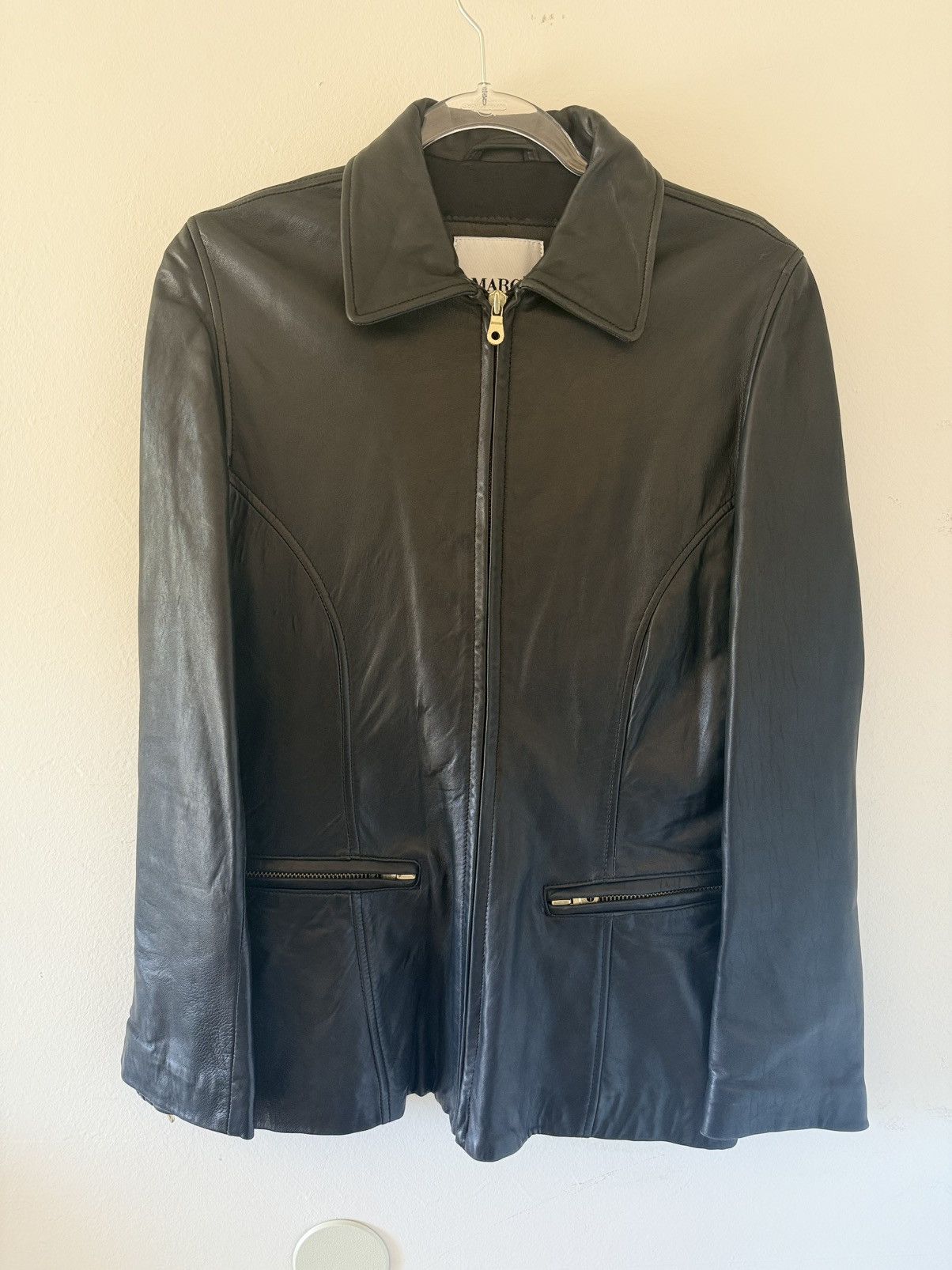Vintage MARC New York Black Leather Jacket for Women Size L / US 10 / IT 46 - 2 Thumbnail
