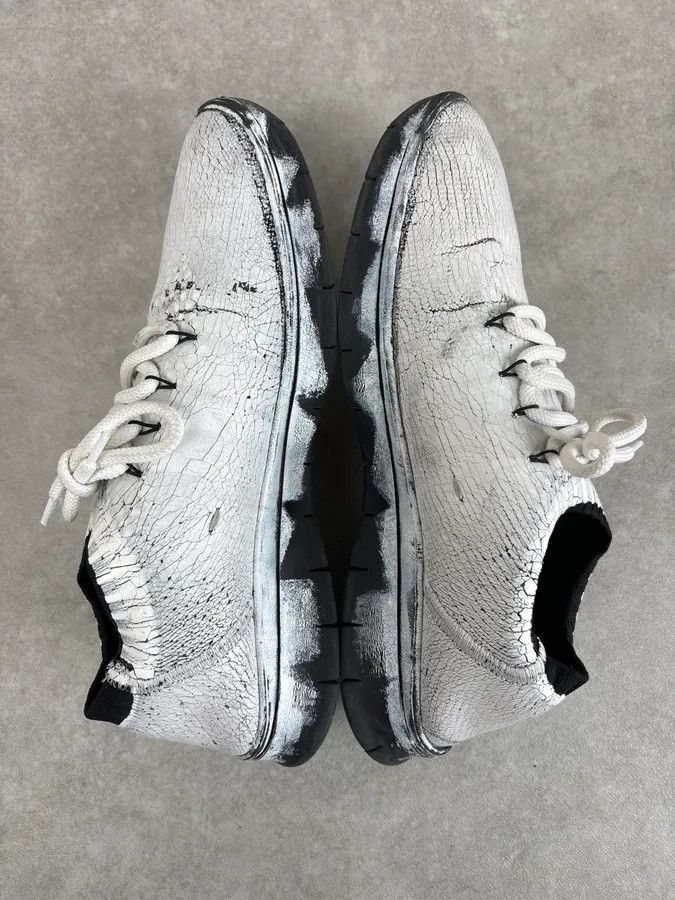 Maison Margiela 2010s Maison Margiela White Knit Cracked Paint Sneakers Size US 13 / EU 46 - 4 Thumbnail
