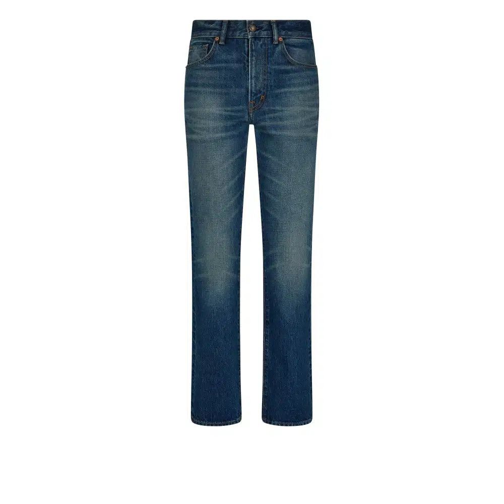 Tom Ford o1loc1c0525 PAD114 Stone Washed Straight Leg Jeans in Blue Size 28" / US 6 / IT 42 - 1 Thumbnail