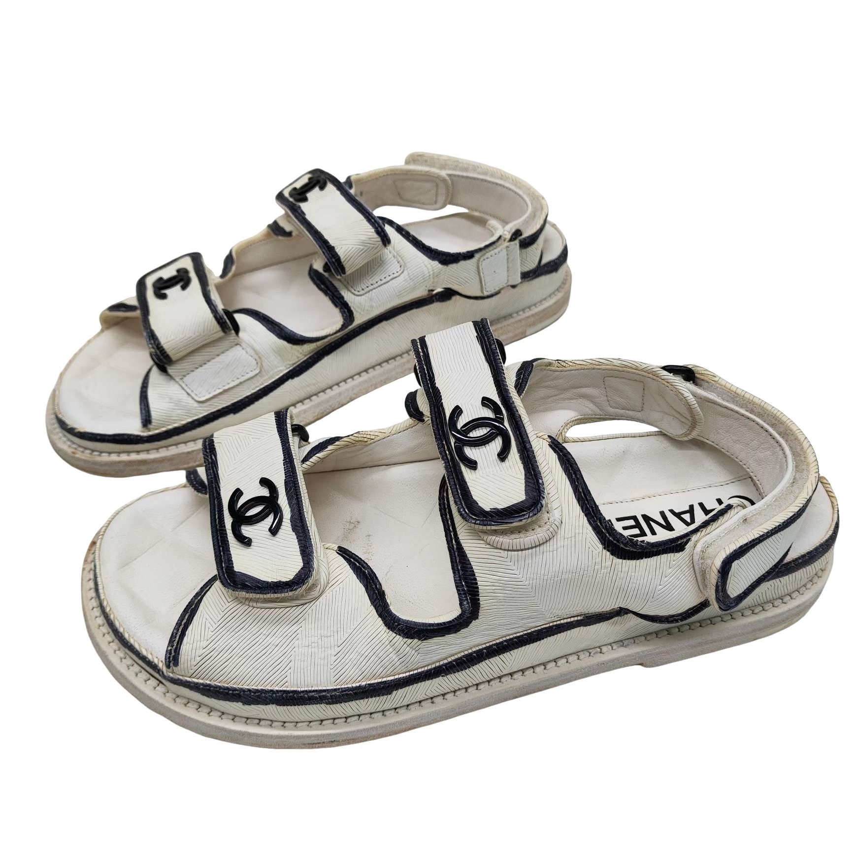 Chanel Chanel CC Logo Velcro Sandals Size 36.5 Size US 6.5 / IT 36.5 - 1 Thumbnail