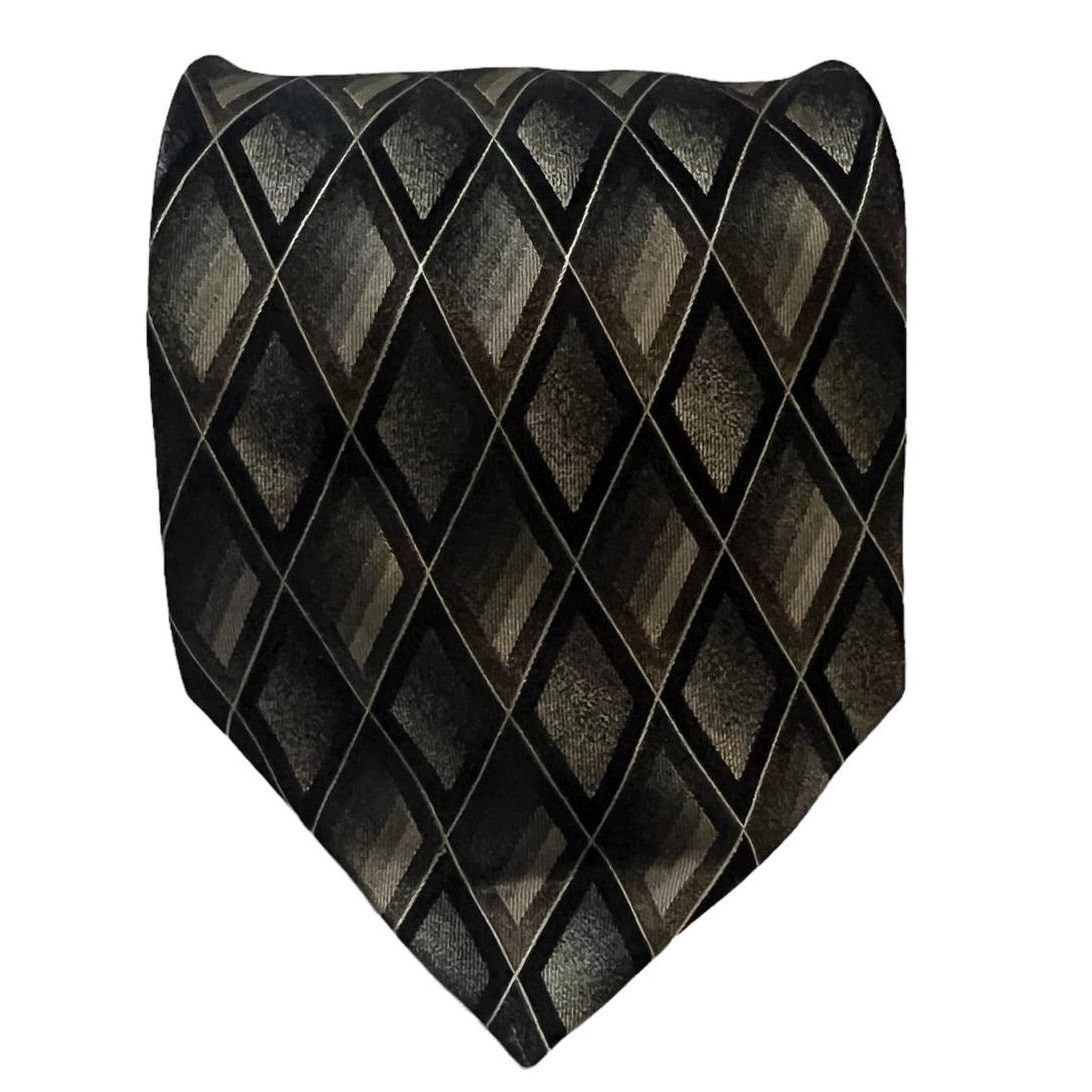 Croft & Barrow Croft & Barrow Black Gray Bronze Diamond Geometric Silk Tie Size ONE SIZE - 2 Thumbnail