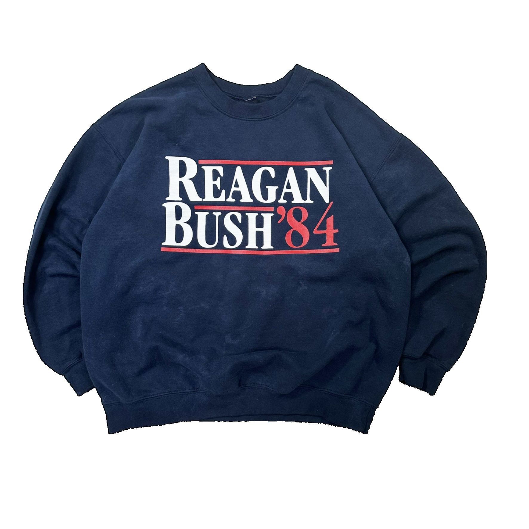 Vintage Reagan Bush 84 Big Print Throwback Graphic Sweater Size US L / EU 52-54 / 3 - 1 Thumbnail