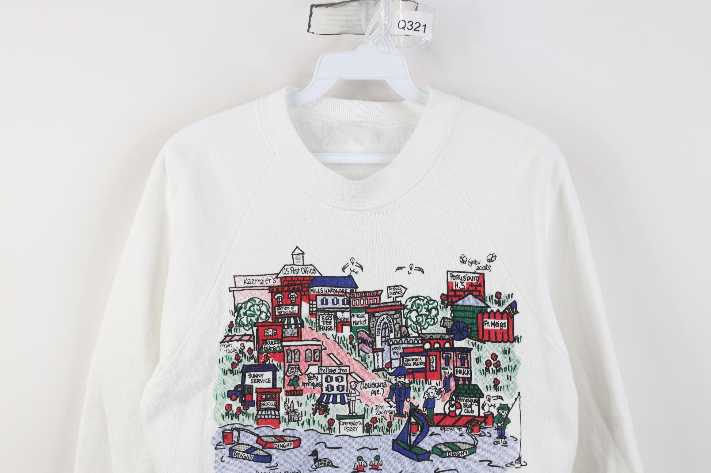 Vintage Vintage 90s Perrysburg Ohio Crewneck Sweatshirt White USA Size S / US 4 / IT 40 - 2 Thumbnail