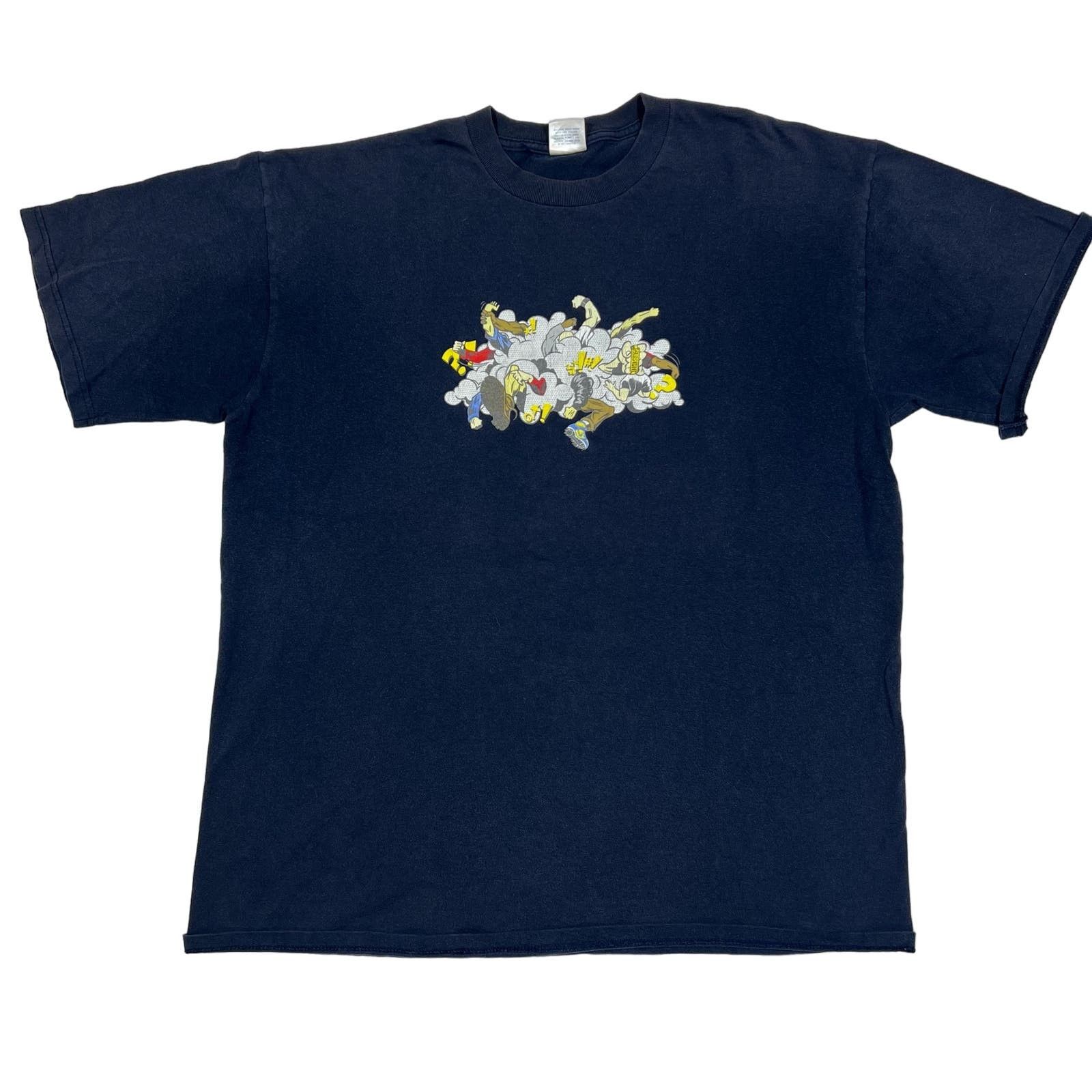 image of Vintage 2000 Supreme Cartoon Fight Tee Shirt Navy (Xl) in Blue, Men's