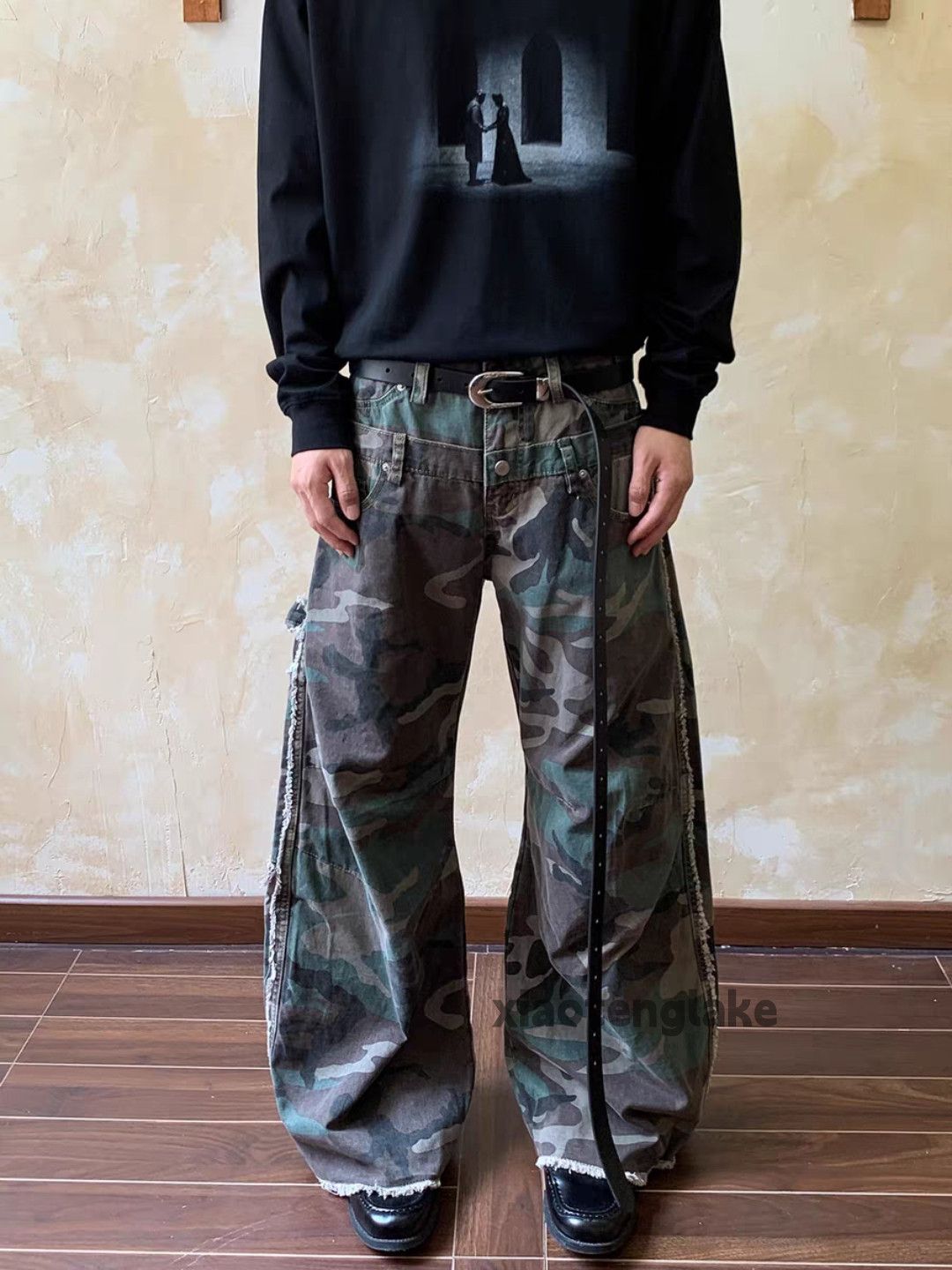 Vintage Ltx double waist loose baggy hiphop cargo camo pants Size US 34 / EU 50 - 1 Thumbnail