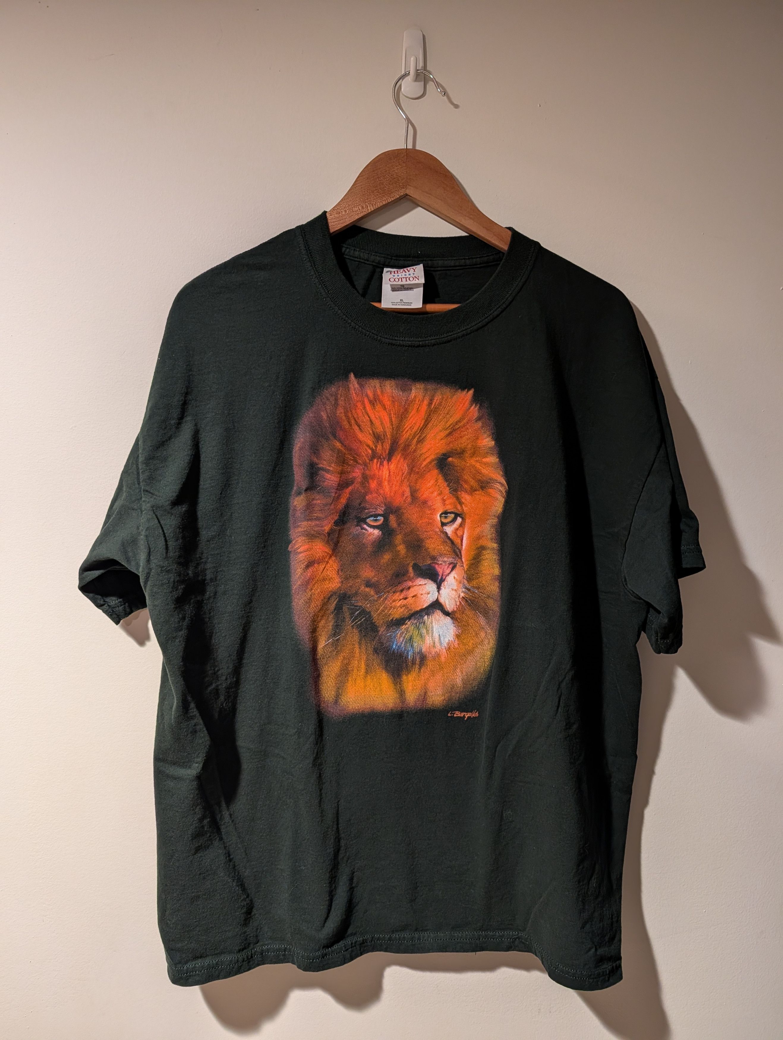 Arts & Science Vintage Y2K Lion Animal Nature Big Cat Green X-Large T-Shirt Size US XL / EU 56 / 4 - 1 Thumbnail