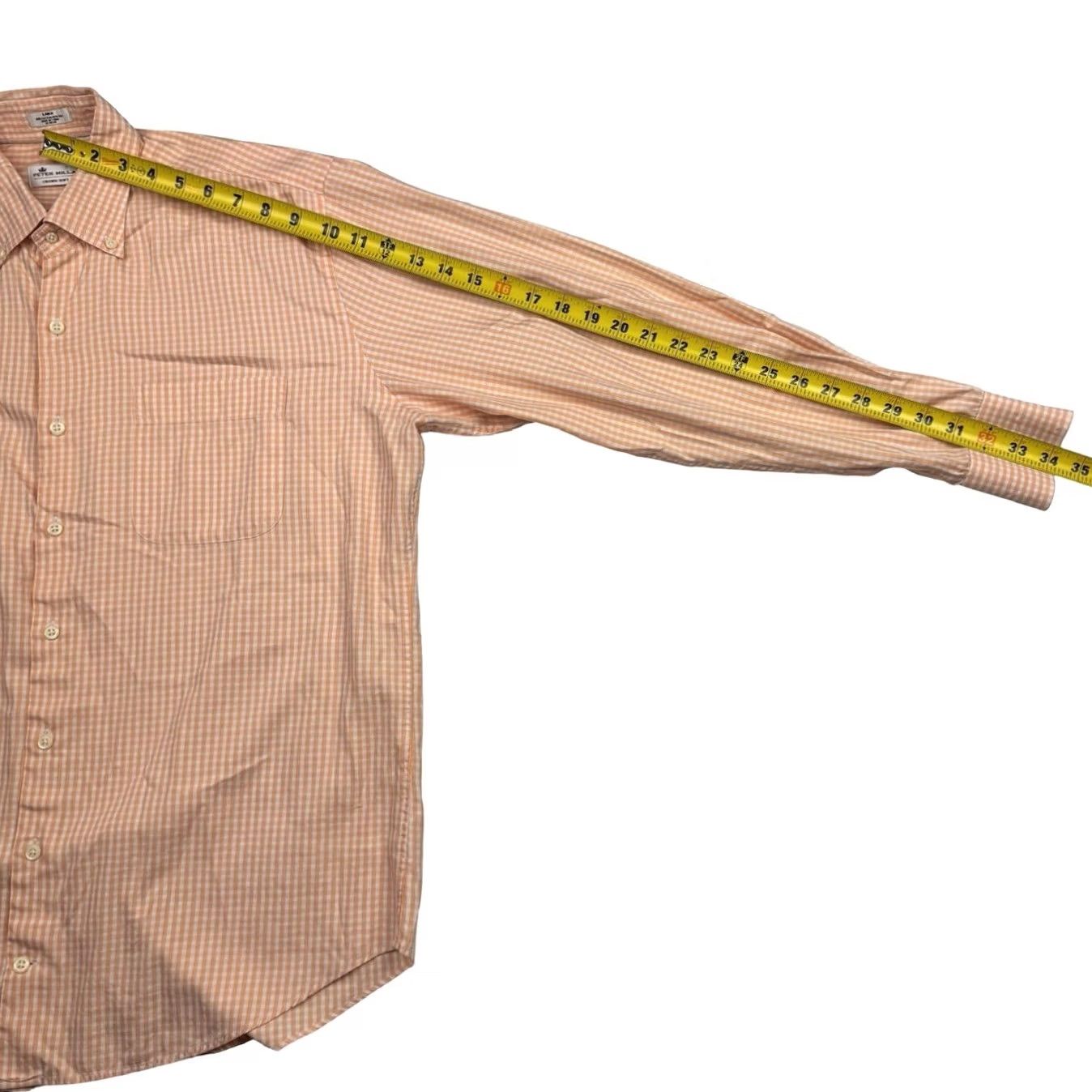 Peter Millar Peter Millar Men's Crown Soft L/S Button Shirt Orange/White Check Large Size US L / EU 52-54 / 3 - 6 Thumbnail