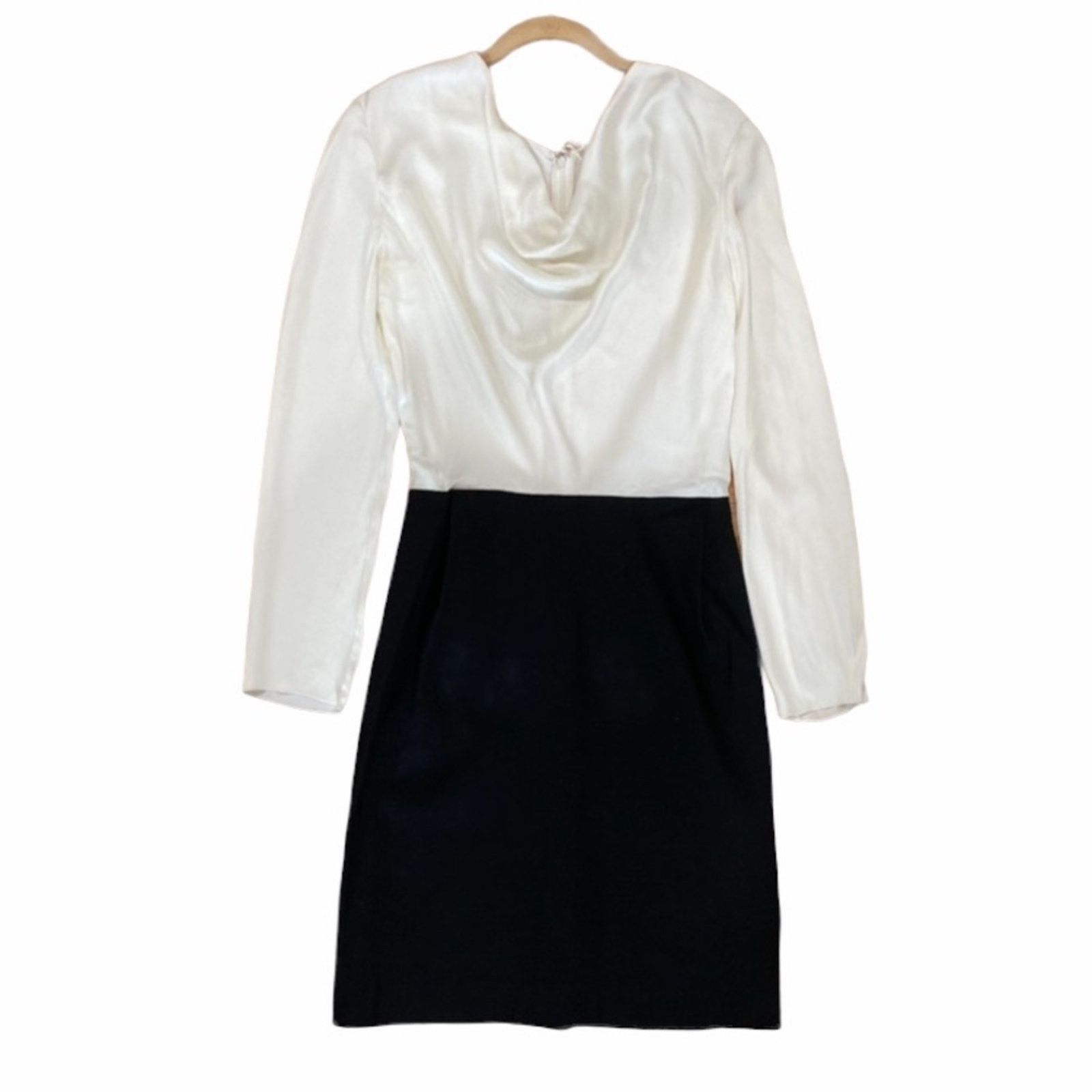 Lanvin Lanvin Paris Black Ivory Color Block Draped Career Dress 38 Size S / US 4 / IT 40 - 10 Thumbnail
