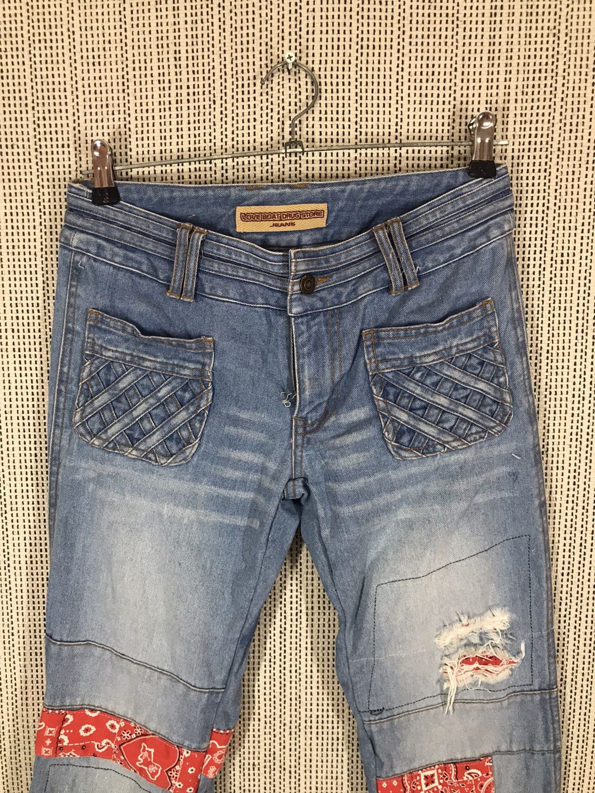 Japanese Brand ‼️JAPANASE BRAND BOOTCUT DENIM CUSTOM BANDANA PATCH‼️ Size US 29 - 3 Thumbnail