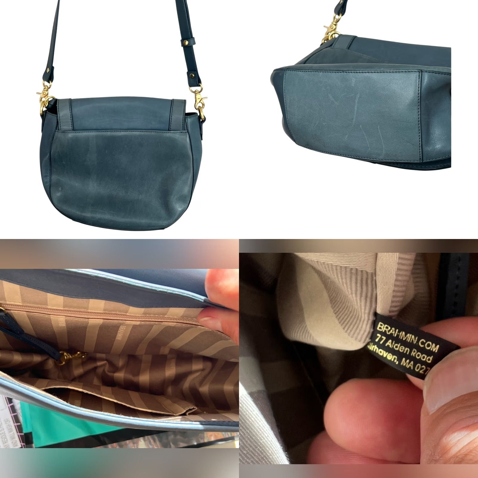 BRAHMIN Brahmin Crossbody Purse Southcoast Sonny Teal Aqua Blue Topaz Turnlock Womens Bag Size ONE SIZE - 8 Thumbnail