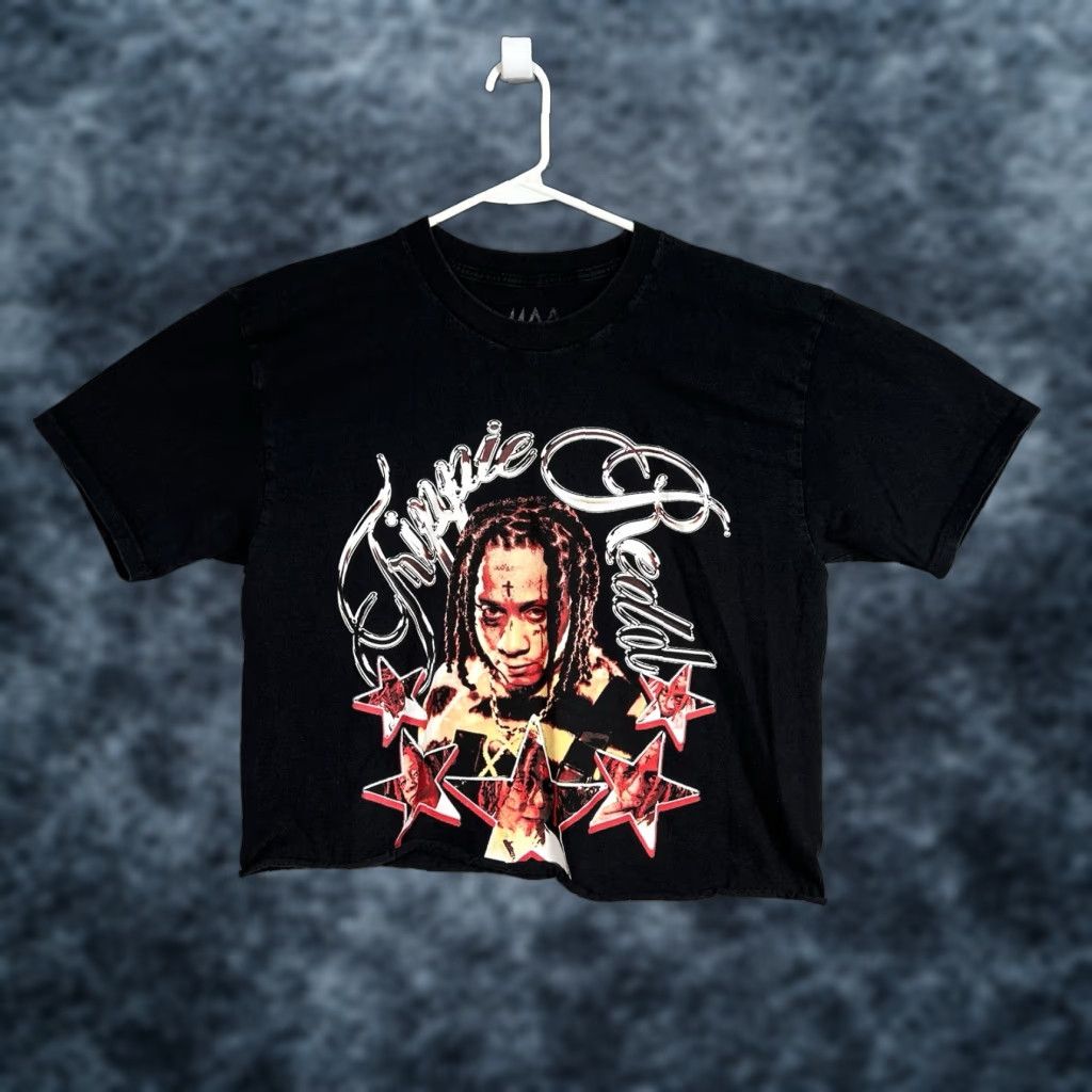 Vintage VINTAGE Trippie Redd Rapper Rap Tee T Shirt Womens Large Black Cropped Shirt Womens Large Black Trippie Redd Cropped Tee Size L / US 10 / IT 46 - 1 Thumbnail