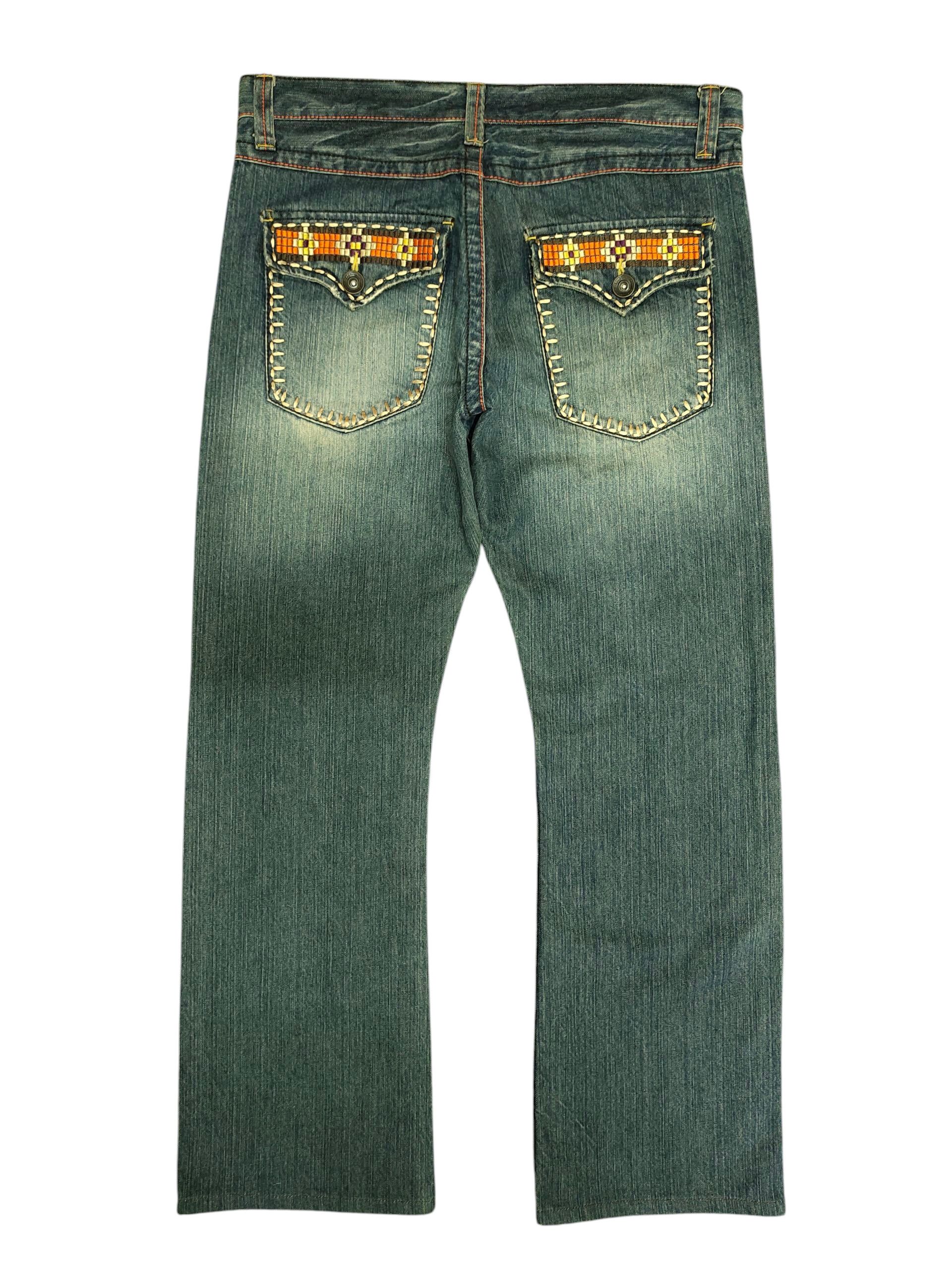 Japanese Brand Japanese Brand Embroidered Pocket Clawmark Distress Jeans Size US 34 / EU 50 - 1 Thumbnail