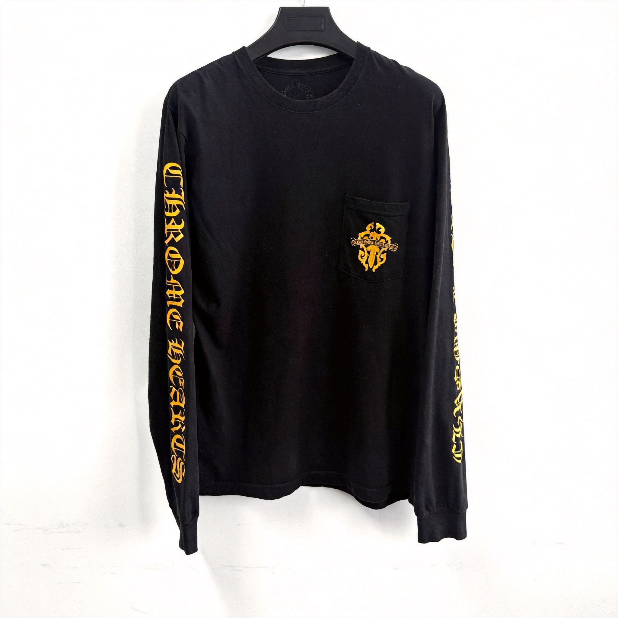 Chrome Hearts Black Long Sleeve Tee with Yellow Lettering/ | Grailed