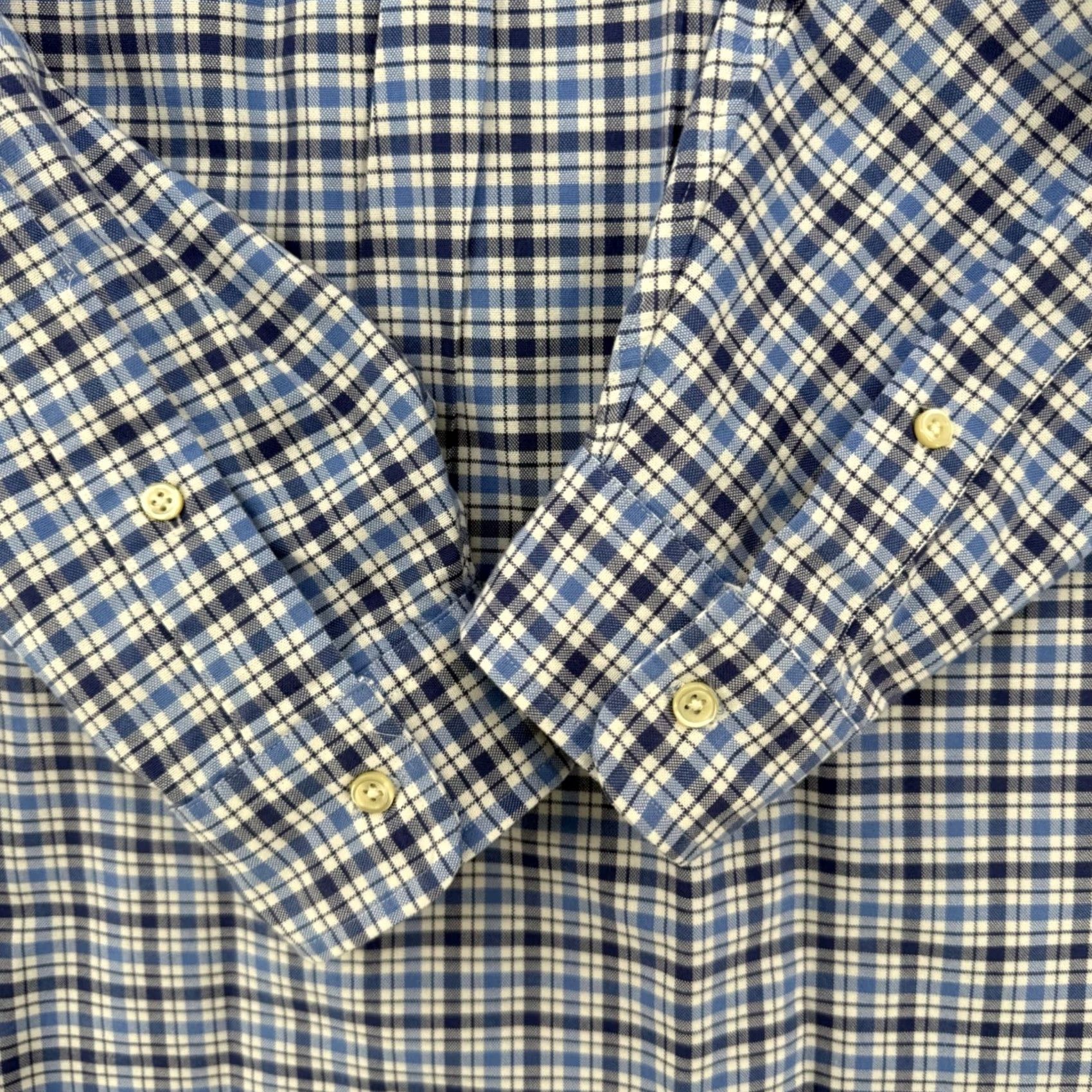 Ralph Lauren Ralph Lauren Mens Button-Down Shirt Blue White Check Cotton XLT Regular Sleeve Long Button-Up Size US XL / EU 56 / 4 - 4 Thumbnail