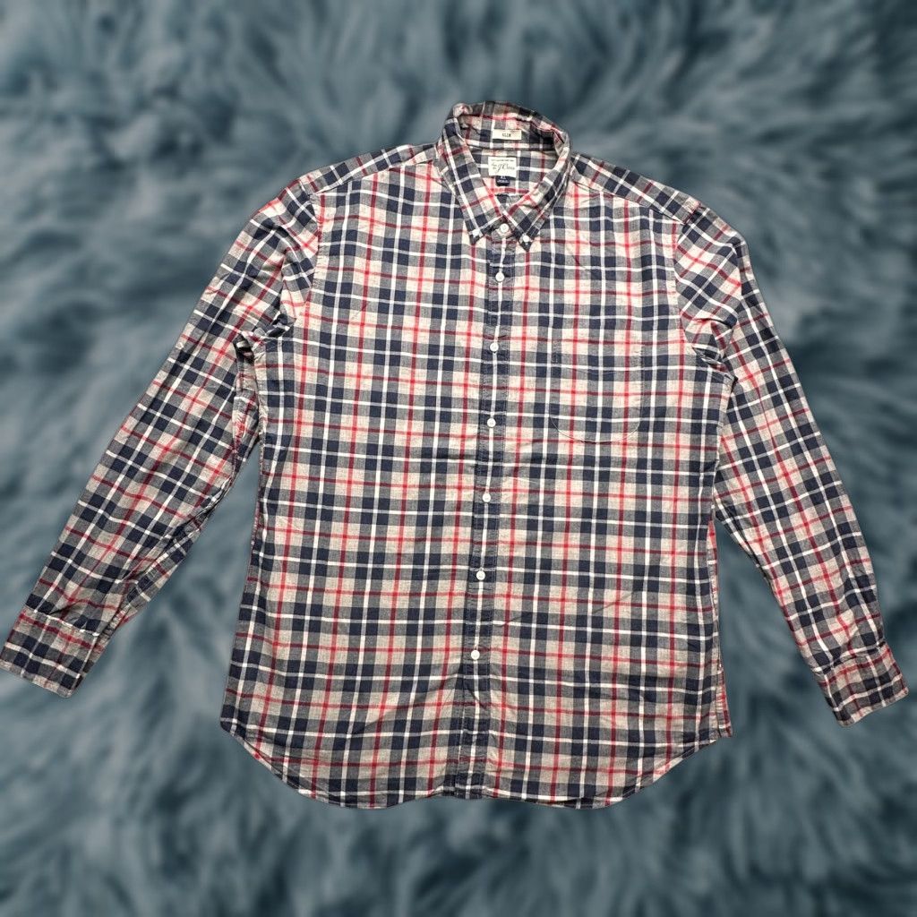 J.Crew J. Crew Black Red Plaid Long Sleeve Button-Down Shirt Mens XL Slim Cotton Size US XL / EU 56 / 4 - 1 Thumbnail