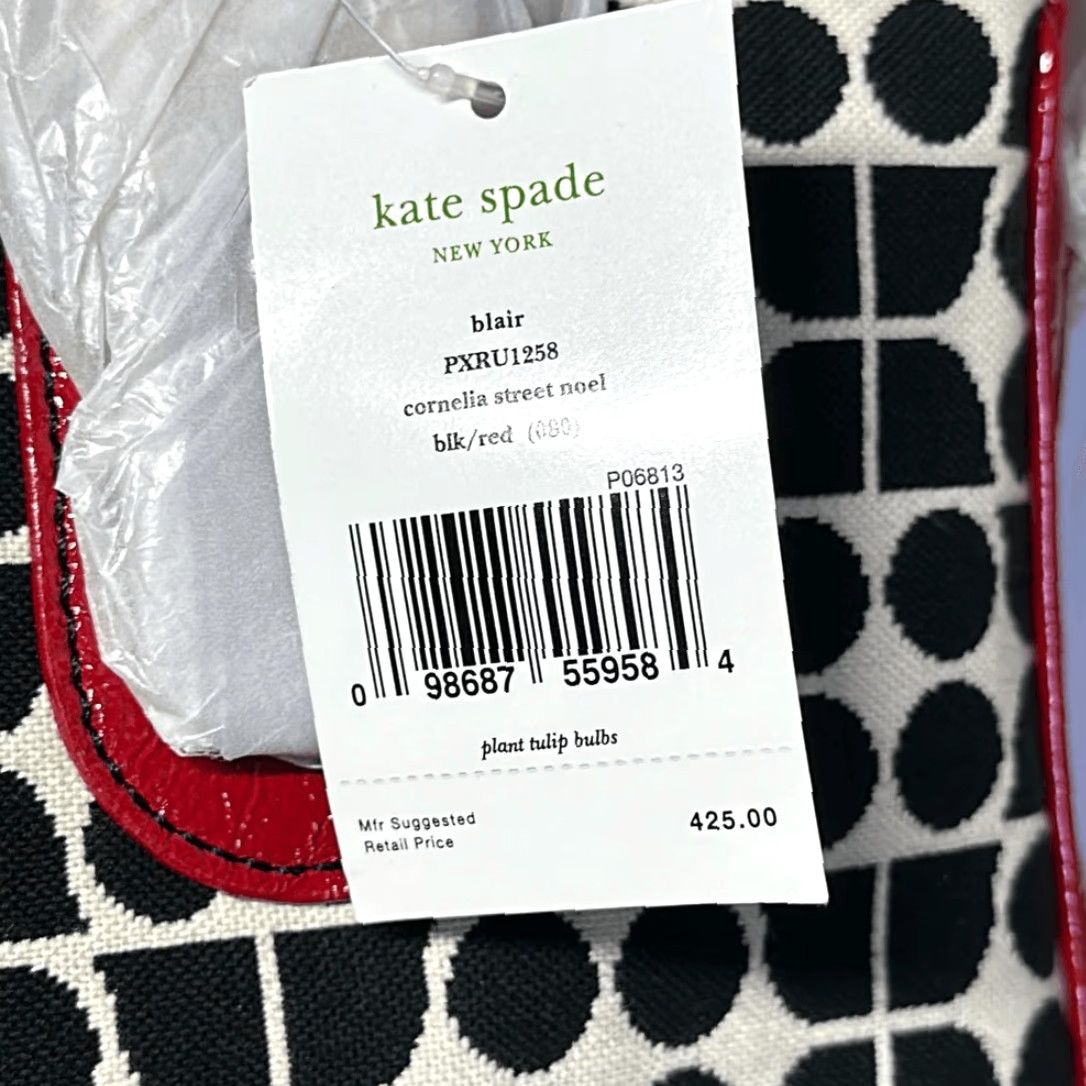 Blair Kate Spade Tote Shoulder Bag Purse Handbag Red Leather and Fabric Multicolor Blair Cornelia Street Noel Size ONE SIZE - 4 Thumbnail