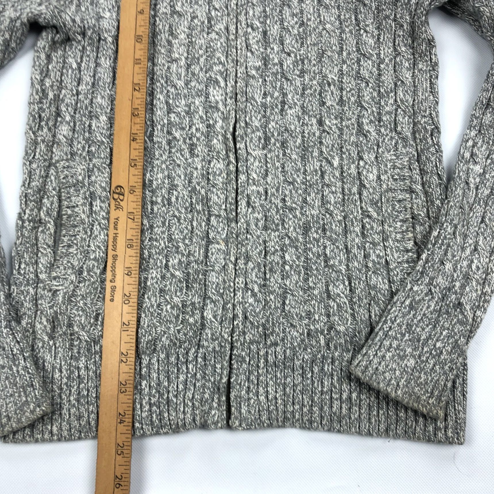Vintage L.L.Bean Women's S 100% Cotton Cable Knit Full Zip Hooded Sweater Heather Gray Size S Regular Knit Style Full Zip Casual Size S / US 4 / IT 40 - 4 Thumbnail