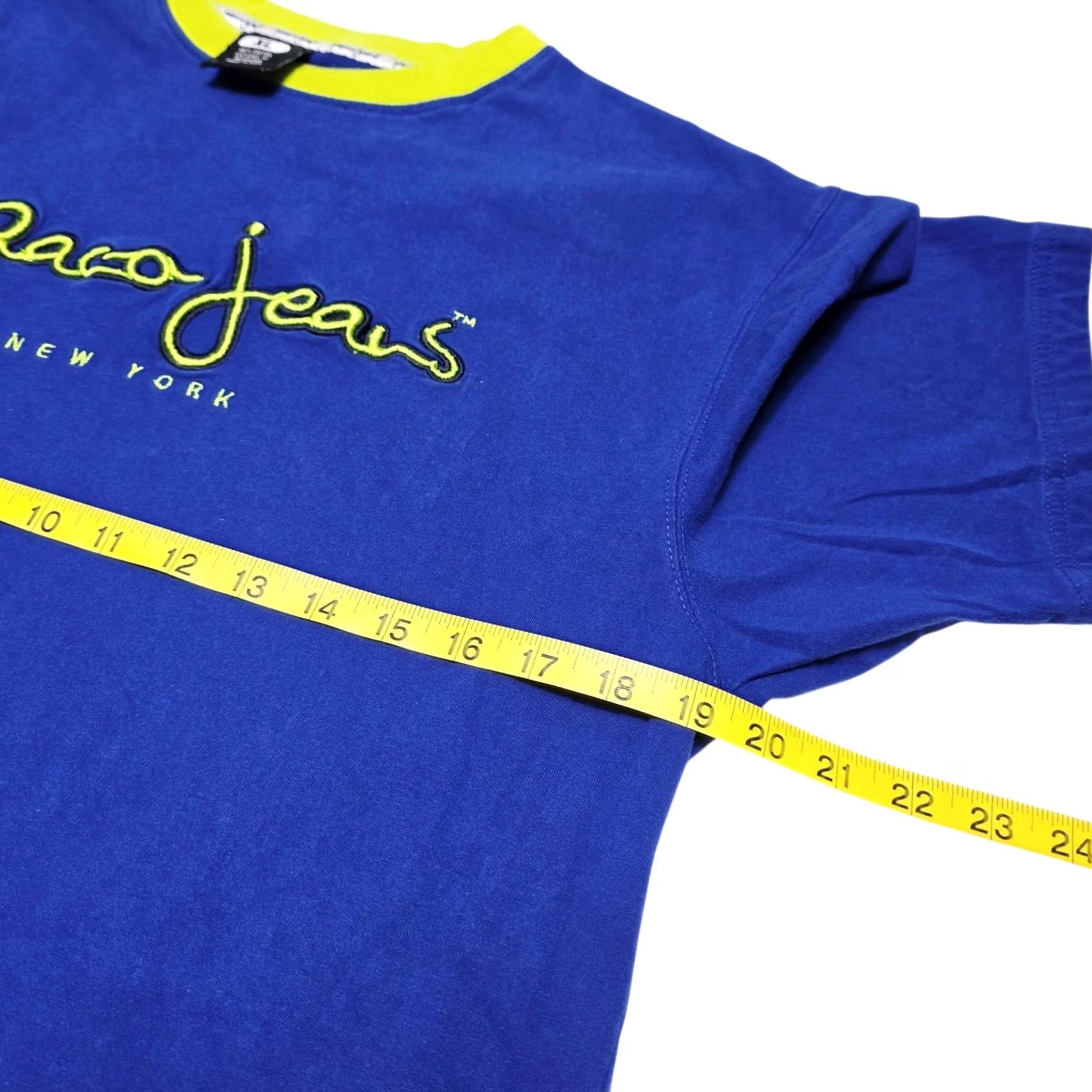 Vintage VINTAGE Paco Jeans New York T-Shirt Mens 90s Spellout Size XL Blue Green Size US XL / EU 56 / 4 - 6 Thumbnail