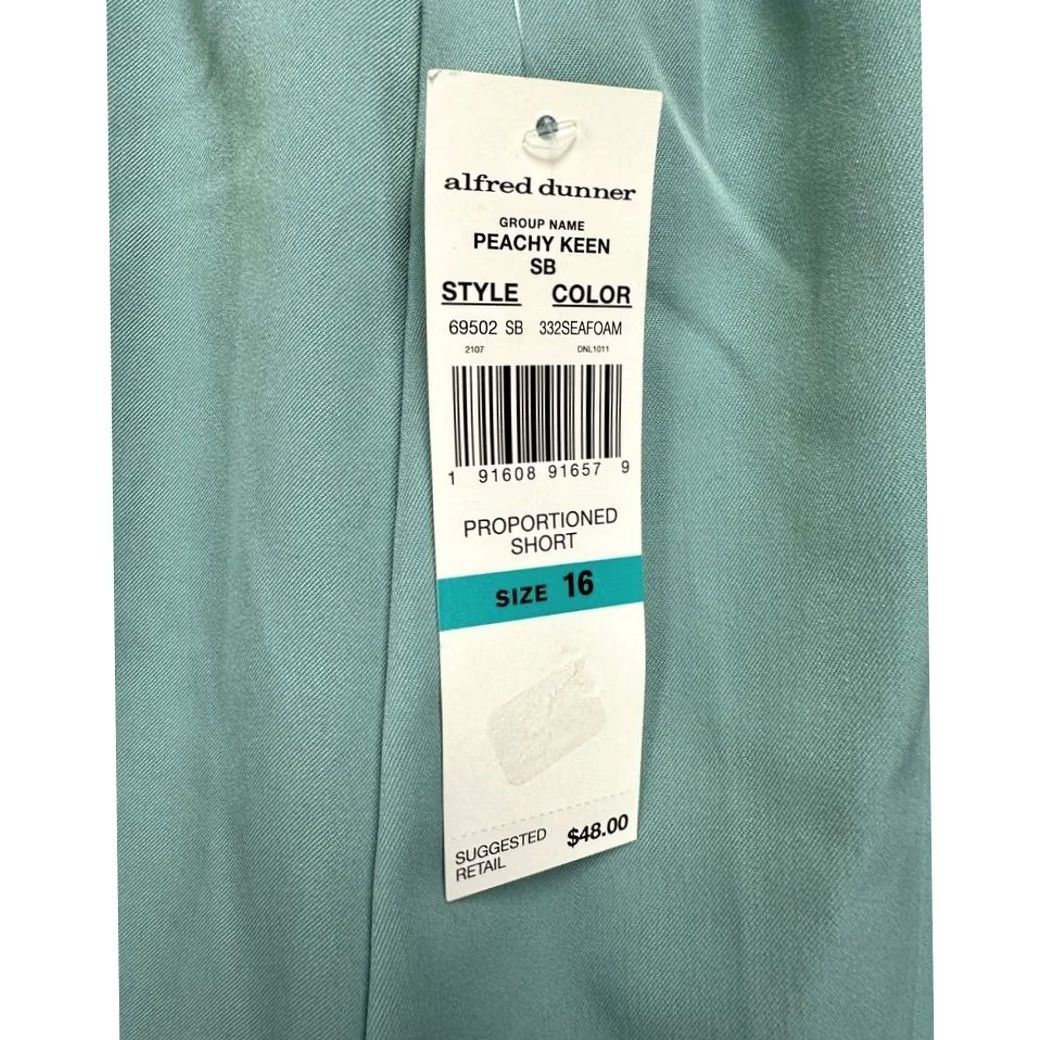 Vintage Alfred Dunner Pants Womens 16 Green Classic Fit Elastic Waist Wide-Leg Ankle NEW Size 38" / US 16 / IT 52 - 6 Thumbnail