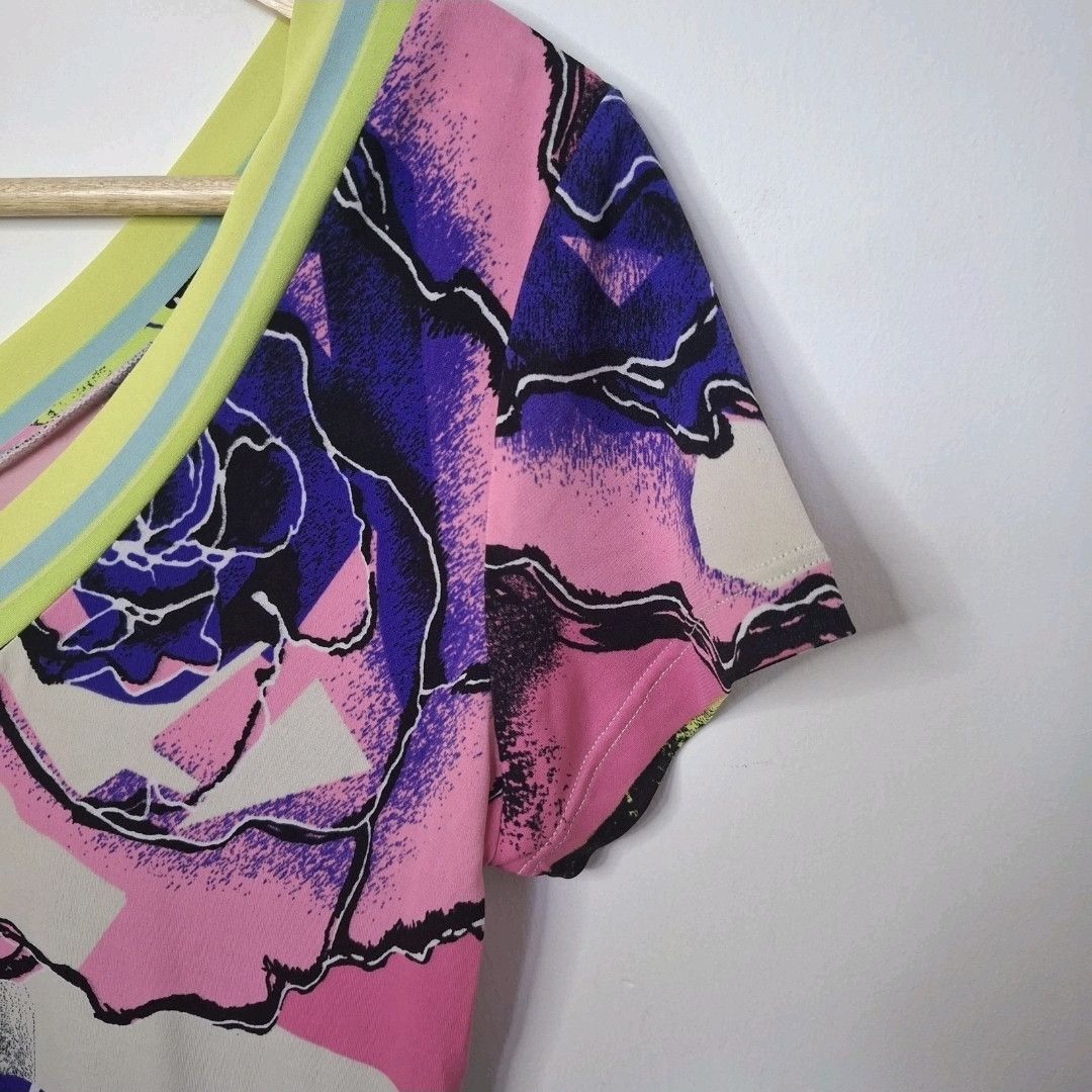 Roberto Cavalli ROBERTO CAVALLI Abstract Printed Jersey Mini Dress Size XL / US 12-14 / IT 48-50 - 4 Thumbnail