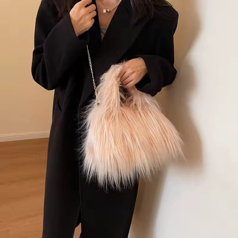 Other Fluffy Faux Fur Pink Streetwear Crossbody Hand Tote Bag Size ONE SIZE - 2 Thumbnail