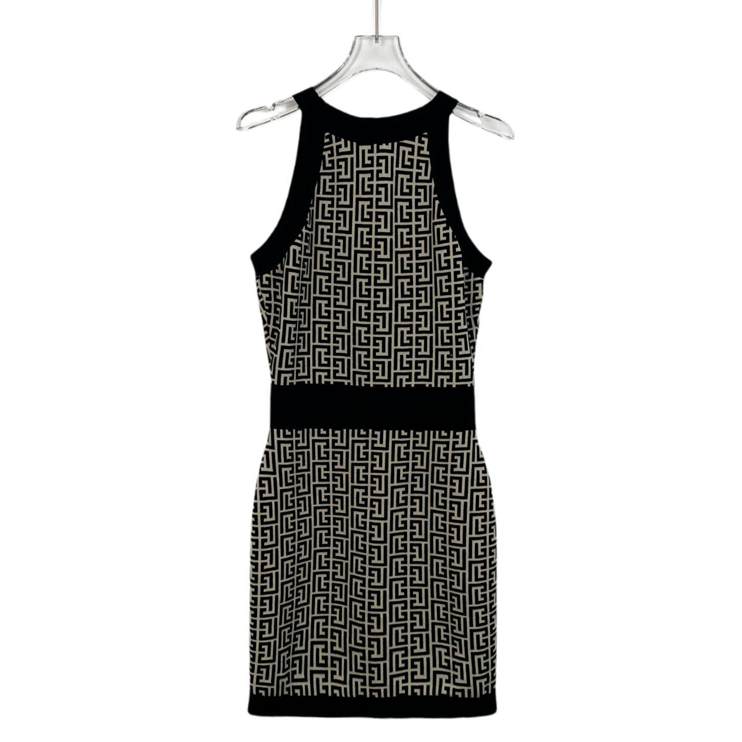 Balmain Balmain Brown Logo-Print Sleeveless Knit Dress (Size 38) Size XS / US 0-2 / IT 36-38 - 1 Thumbnail