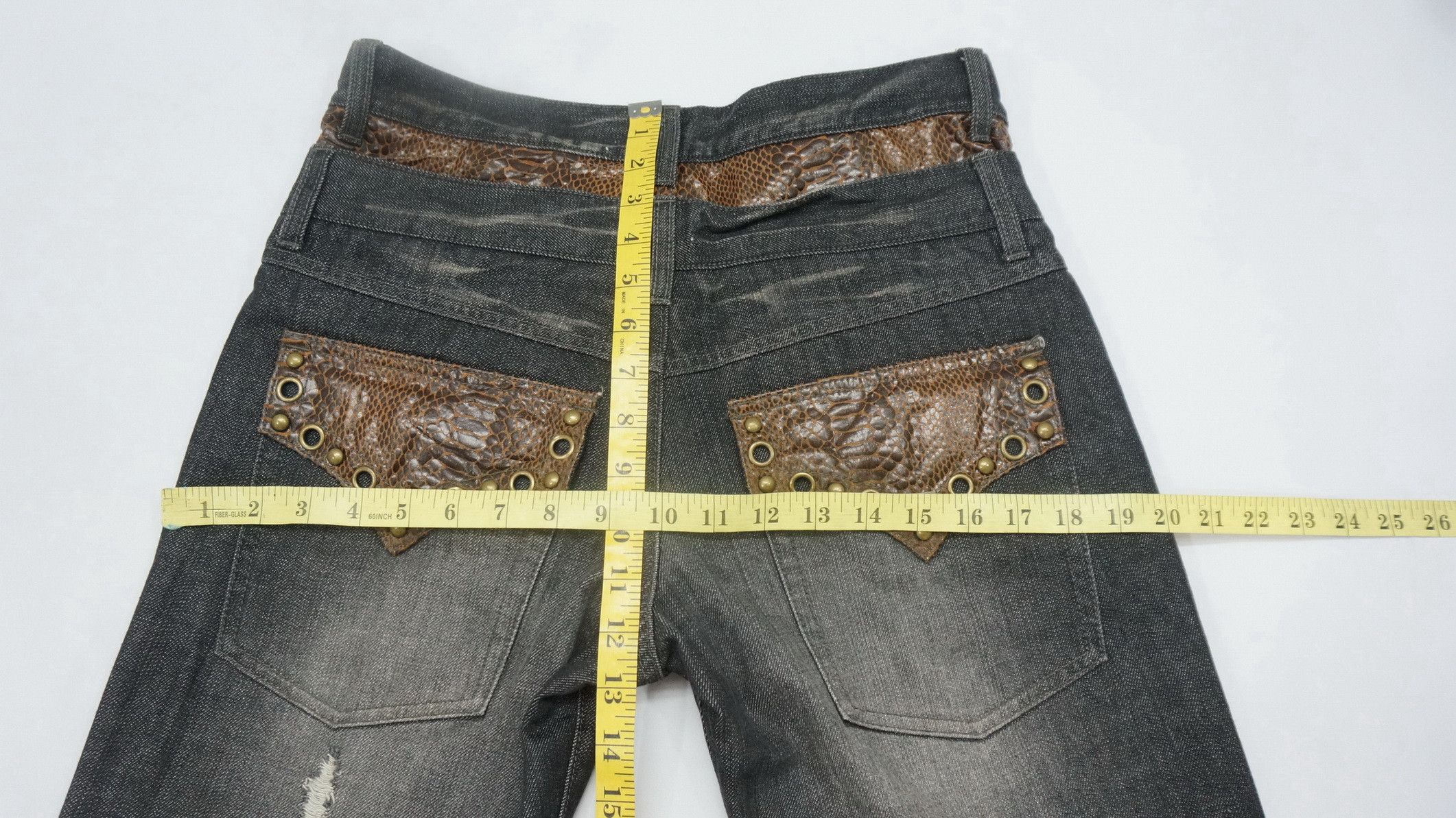 Japanese Brand ⛩️JAPANESE BRAND Double Waist Faux Snakeskin Jeans Size US 29 - 13 Thumbnail