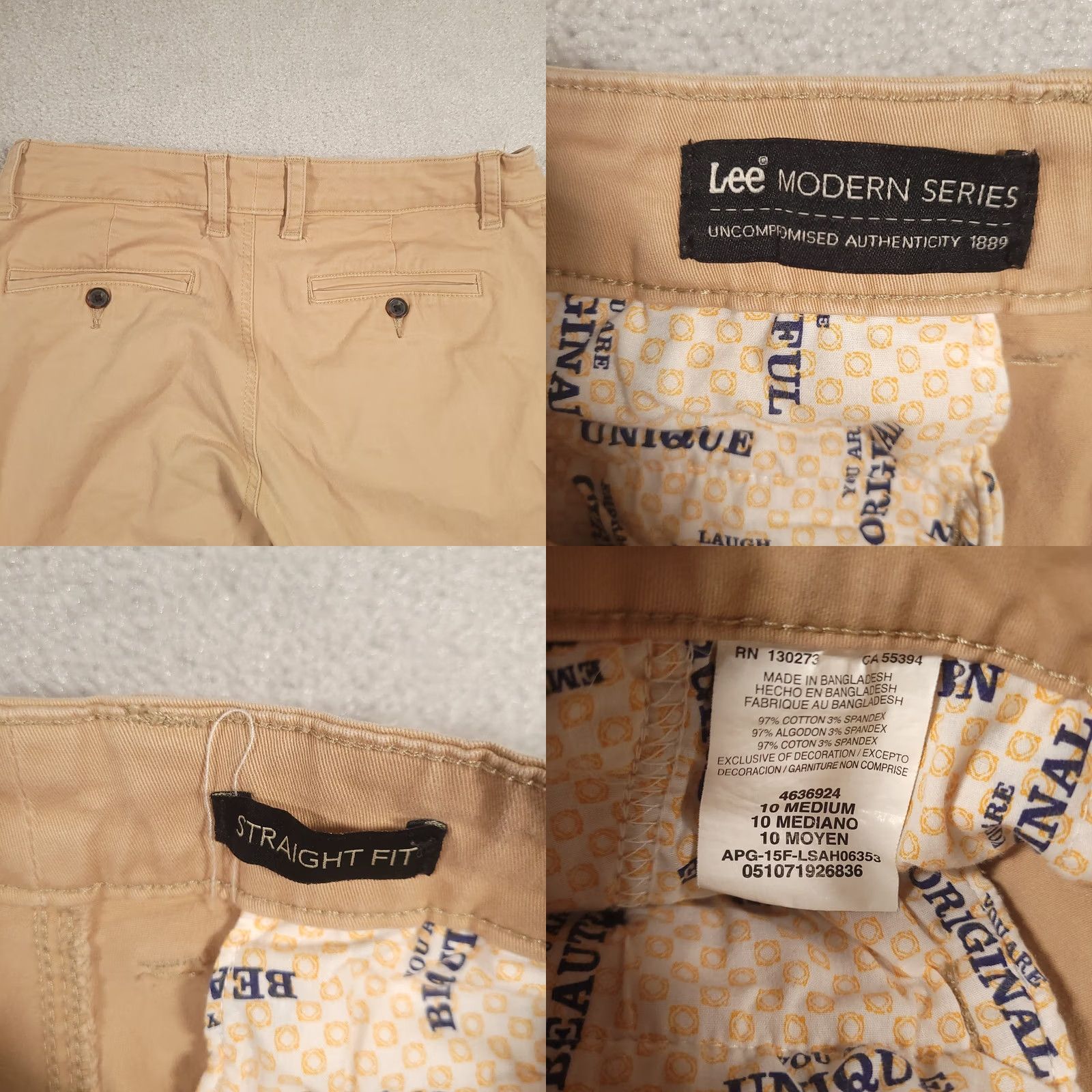 Lee Lee Modern Series Straight Fit Stretch Women's Pants Khaki Size 10 M Pants Women Khaki Tan Regular Straight 10 M Lee Modern Series Ladies Pants Size 32" / US 10 / IT 46 - 8 Thumbnail
