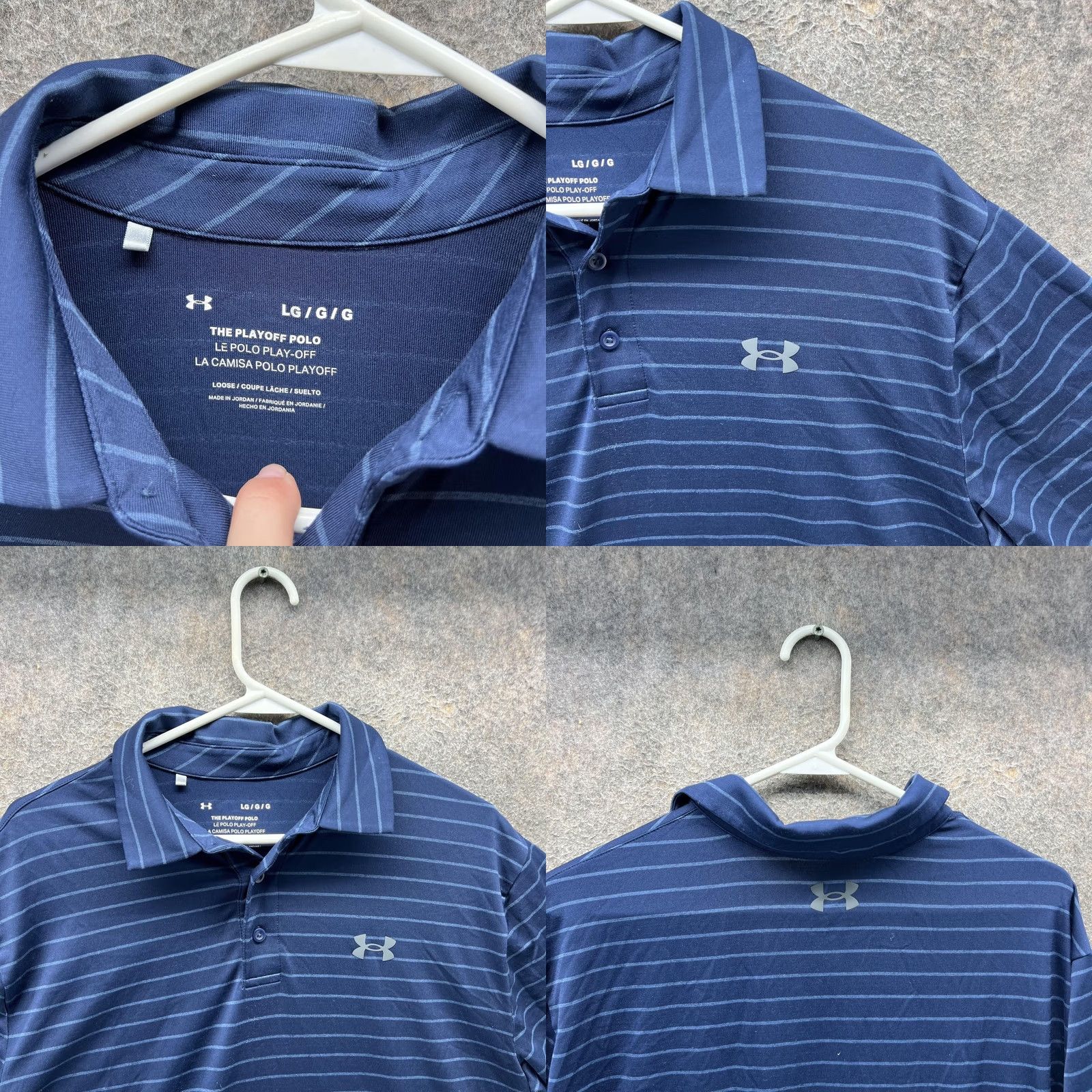 Under Armour Under Armour Playoff Polo Shirt Mens Large Blue Stripe Golf Loose Fit Top Size US L / EU 52-54 / 3 - 8 Thumbnail
