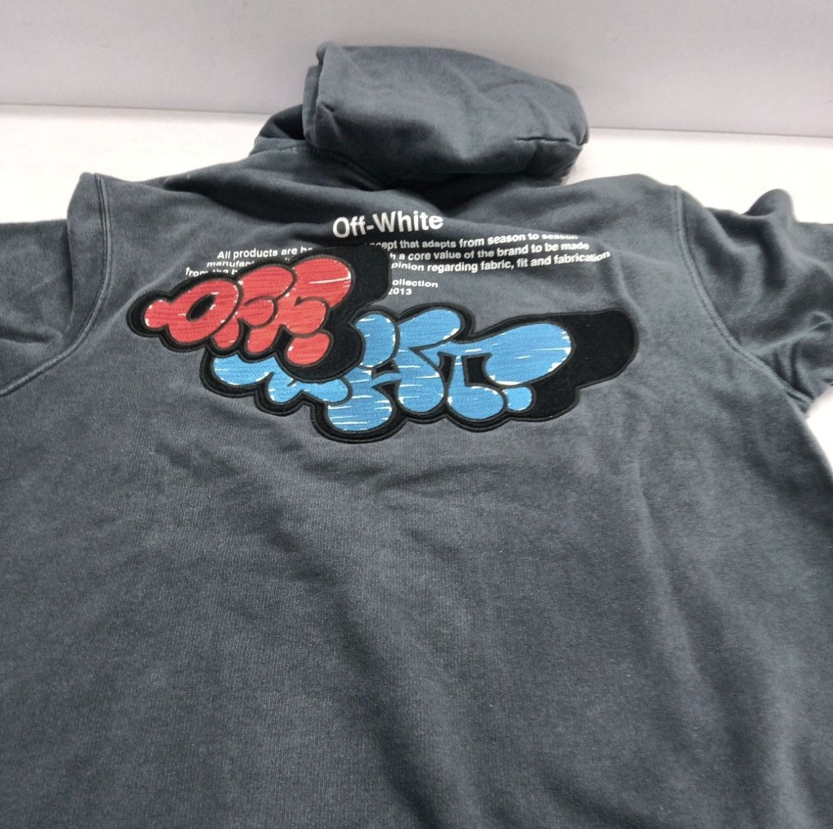 Off-White Off-White Graffiti Wht Slim Hoodie Outerspace Blue Size US L / EU 52-54 / 3 - 6 Thumbnail