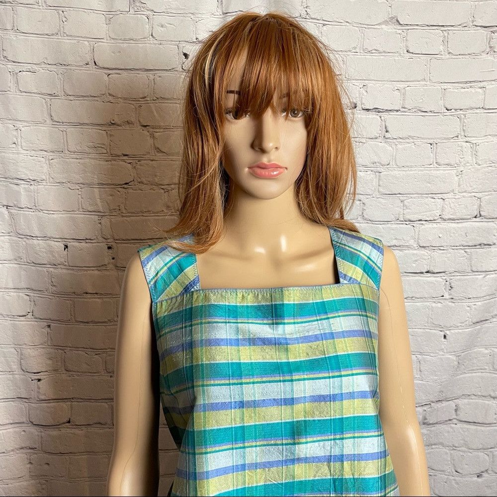Other Mimi Maternity Plaid Green Blue Silk Top Size M Size M / US 6-8 / IT 42-44 - 3 Thumbnail
