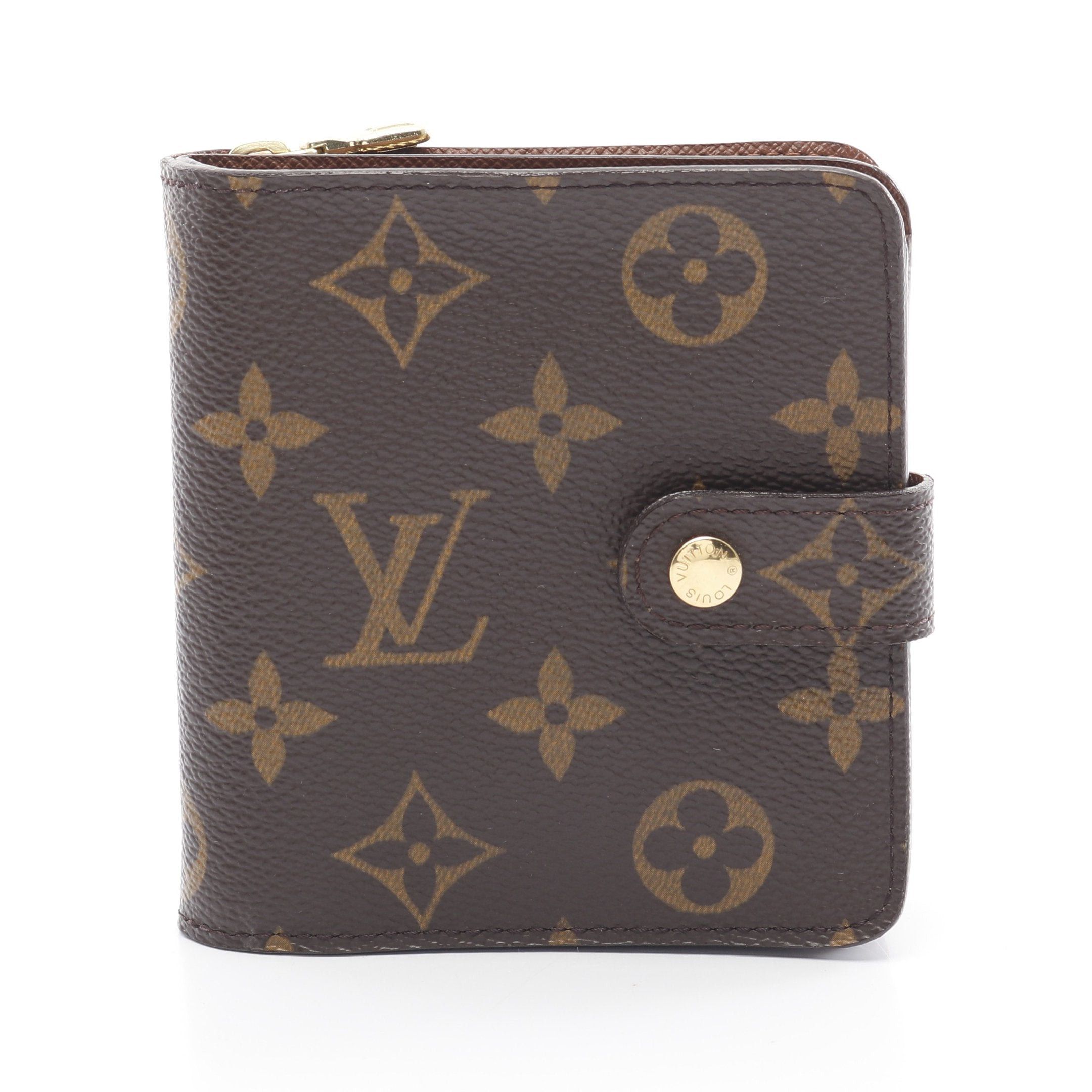 Louis Vuitton Compact Zip Monogram Bi-Fold Wallet Brown