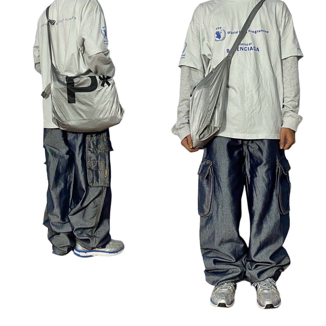 Image of 20471120 x Beauty Beast Japanese Akademik Baggy Cargo Y2K Silver Look, Men's (Size 33)