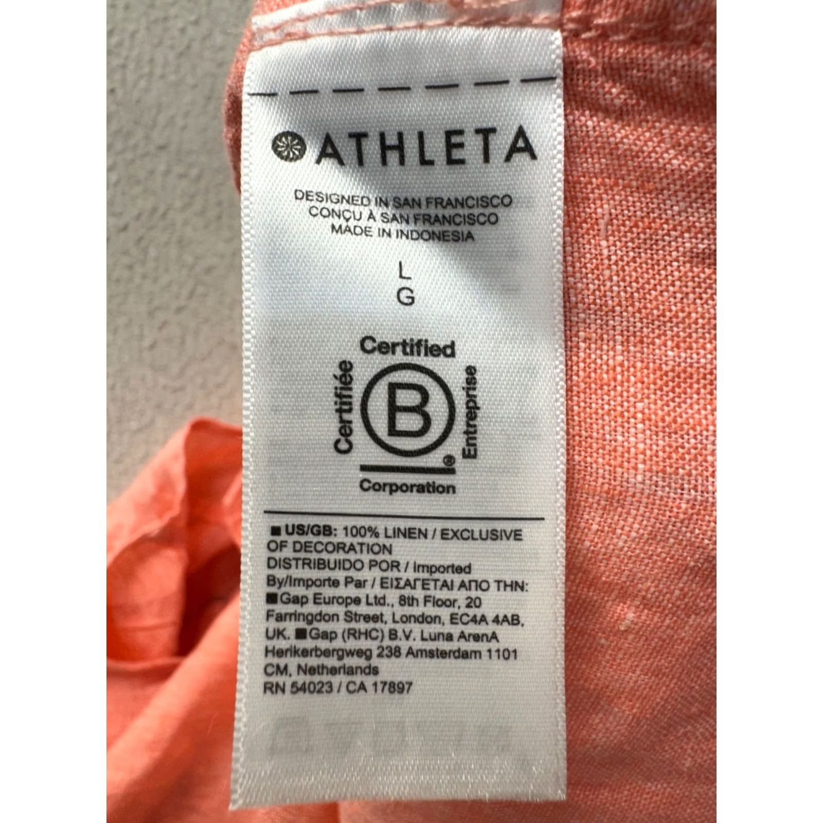 Athleta Athleta Coral Linen Tank Top Adjustable Straps Lightweight Large 25” #9732 Size L / US 10 / IT 46 - 4 Thumbnail
