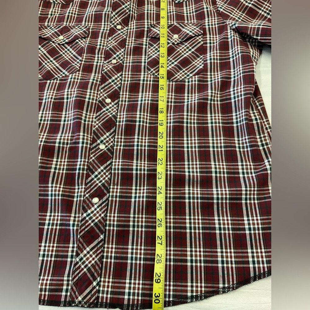 Western Rise × Wrangler Wrangler Western Burgundy Short Sleeve Pearl Snap Shirt Size US L / EU 52-54 / 3 - 4 Thumbnail