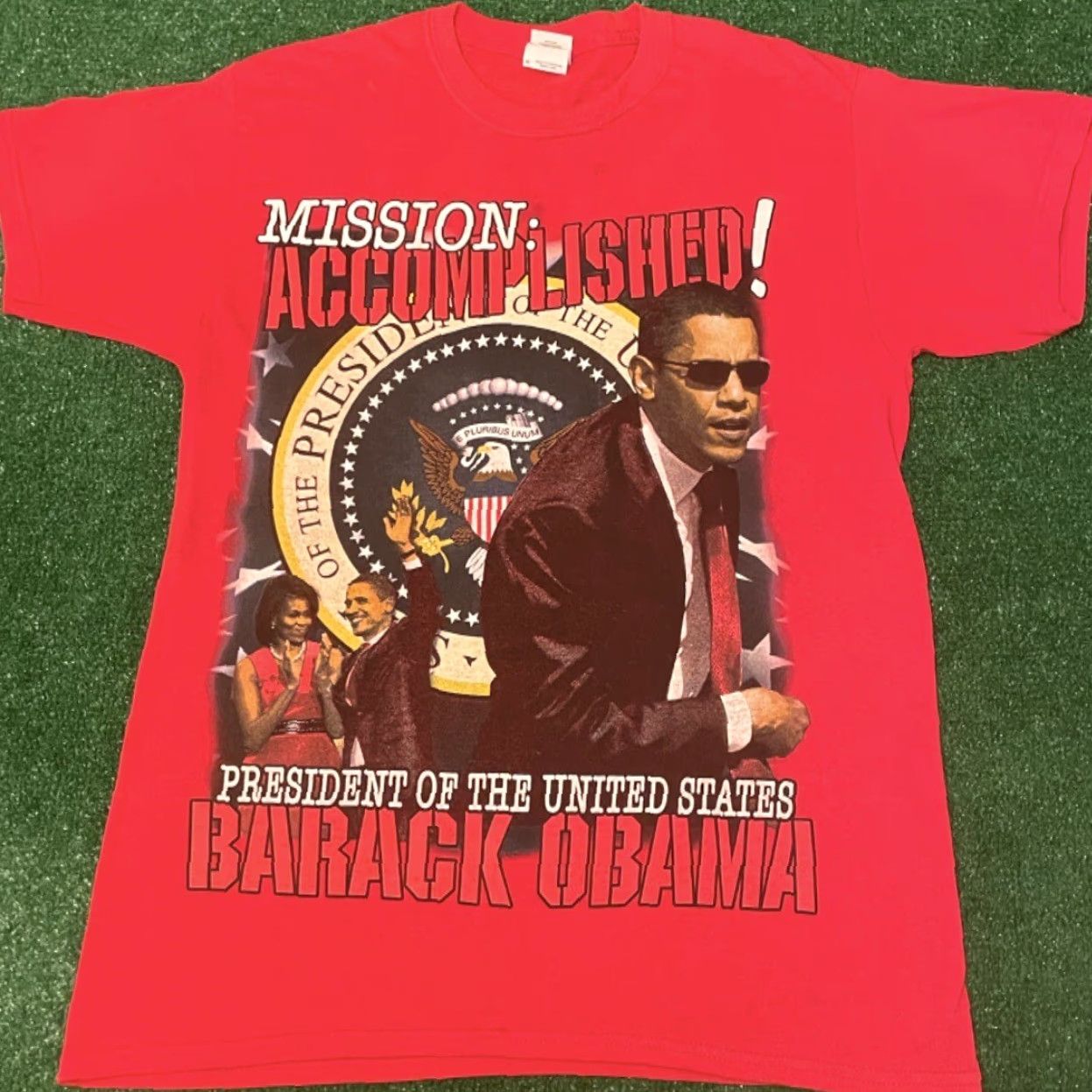 Vintage VINTAGE Obama President Mission Complete Rap Tee VTG Shirt Mens M Red 90s Hip Hop USA Shirt Mens Size US M / EU 48-50 / 2 - 3 Thumbnail