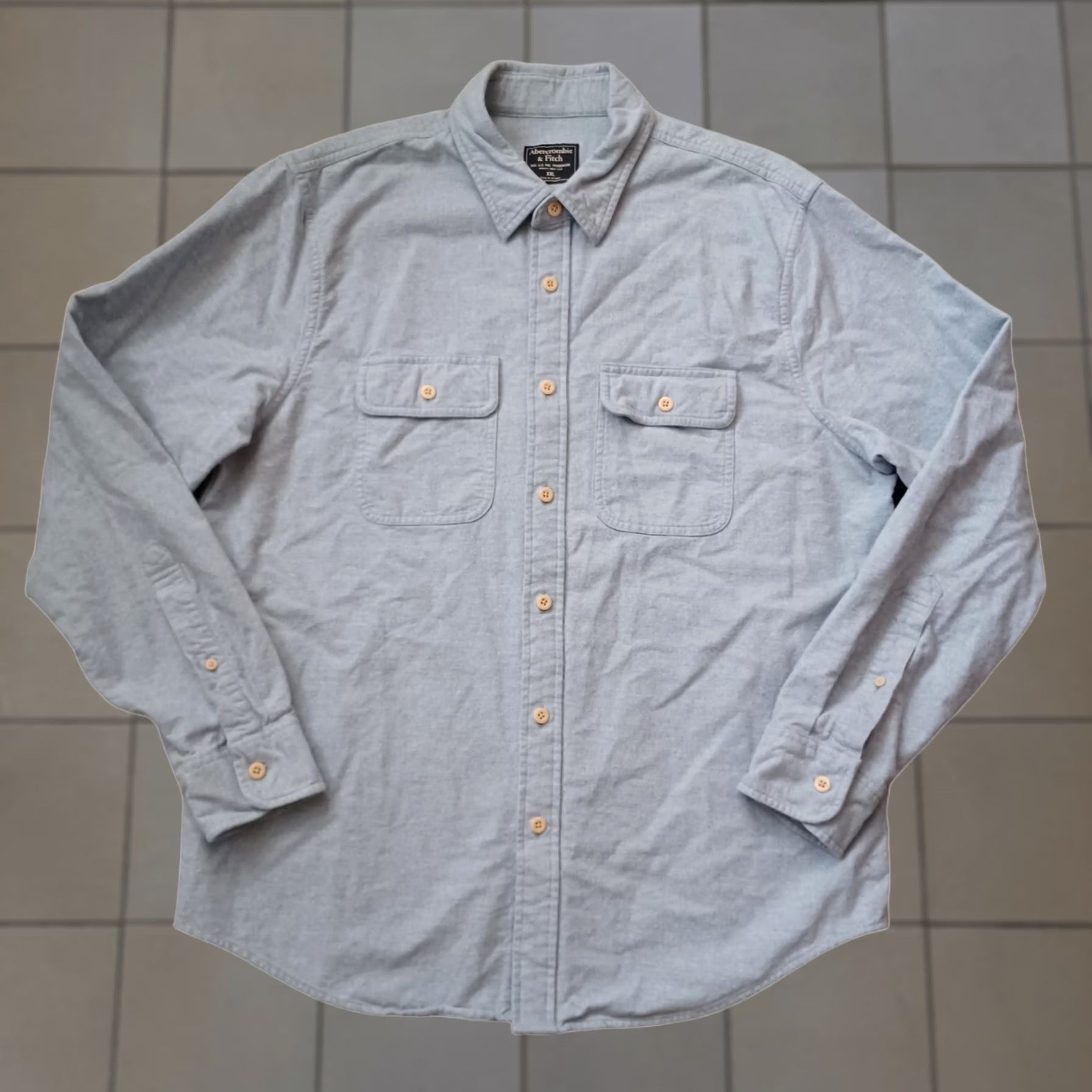 Abercrombie & Fitch Abercrombie & Fitch Shirt Mens 2XL Gray Flannel Heavy Shacket Button-Up Casual Workwear Pocketed Size US XXL / EU 58 / 5 - 1 Thumbnail