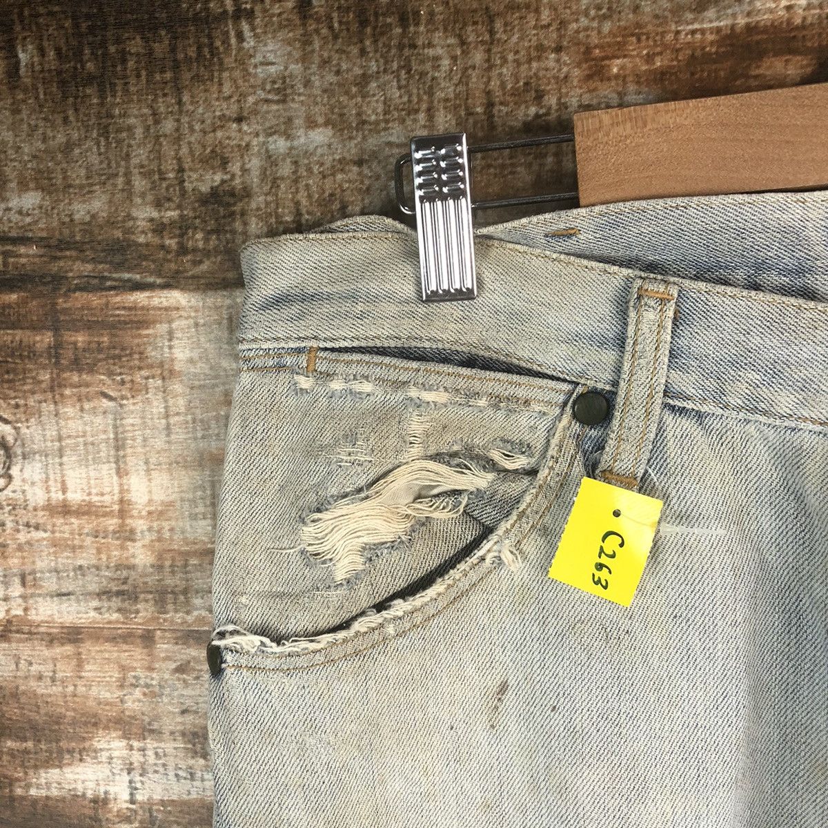 Wrangler DL Wrangler Blue Distressed Denim Pants #263 Size US 31 - 7 Thumbnail