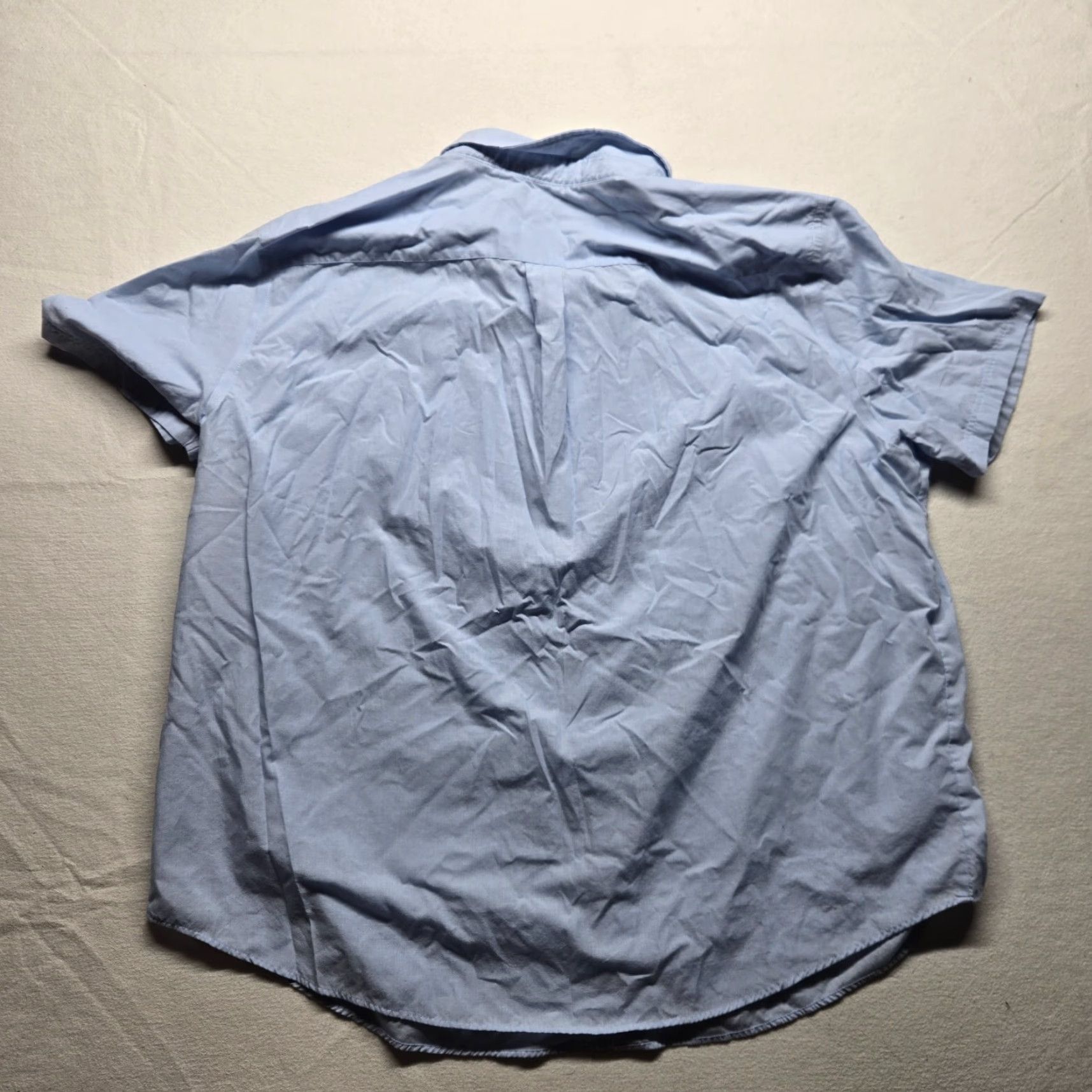 Croft & Barrow VINTAGE Croft & Barrow Shirt Solid Blue Easy Care Short Sleeve Button Up 4XB Adult Men’s Blue Cotton Polyester Knit? Size US XXL / EU 58 / 5 - 7 Thumbnail