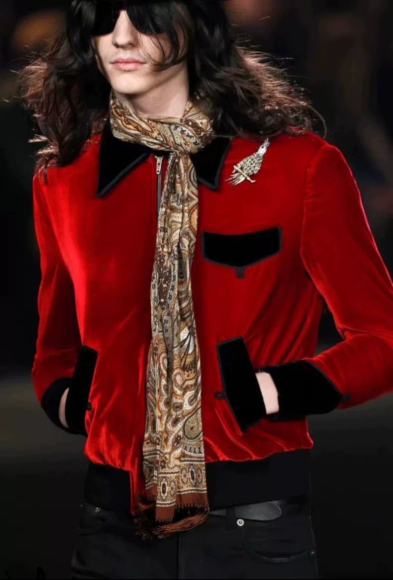 Saint Laurent Paris Saint Laurent Red Velvet Jacket-2505 Size US M / EU 48-50 / 2 - 7 Thumbnail