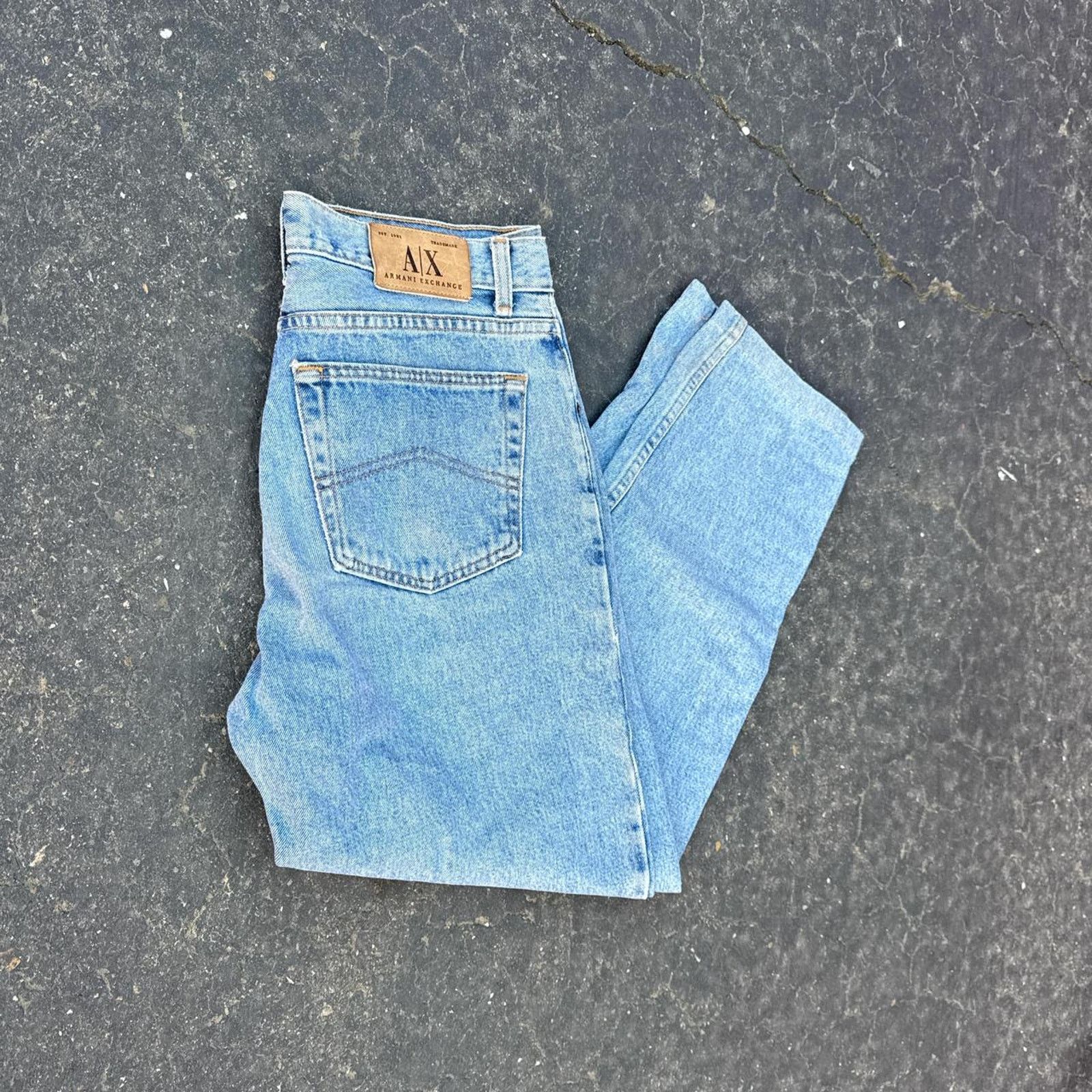 Armani Exchange Vintage 90s Men’s Armani Exchange Light Wash Jeans – 32x32 Size US 32 / EU 48 - 2 Thumbnail