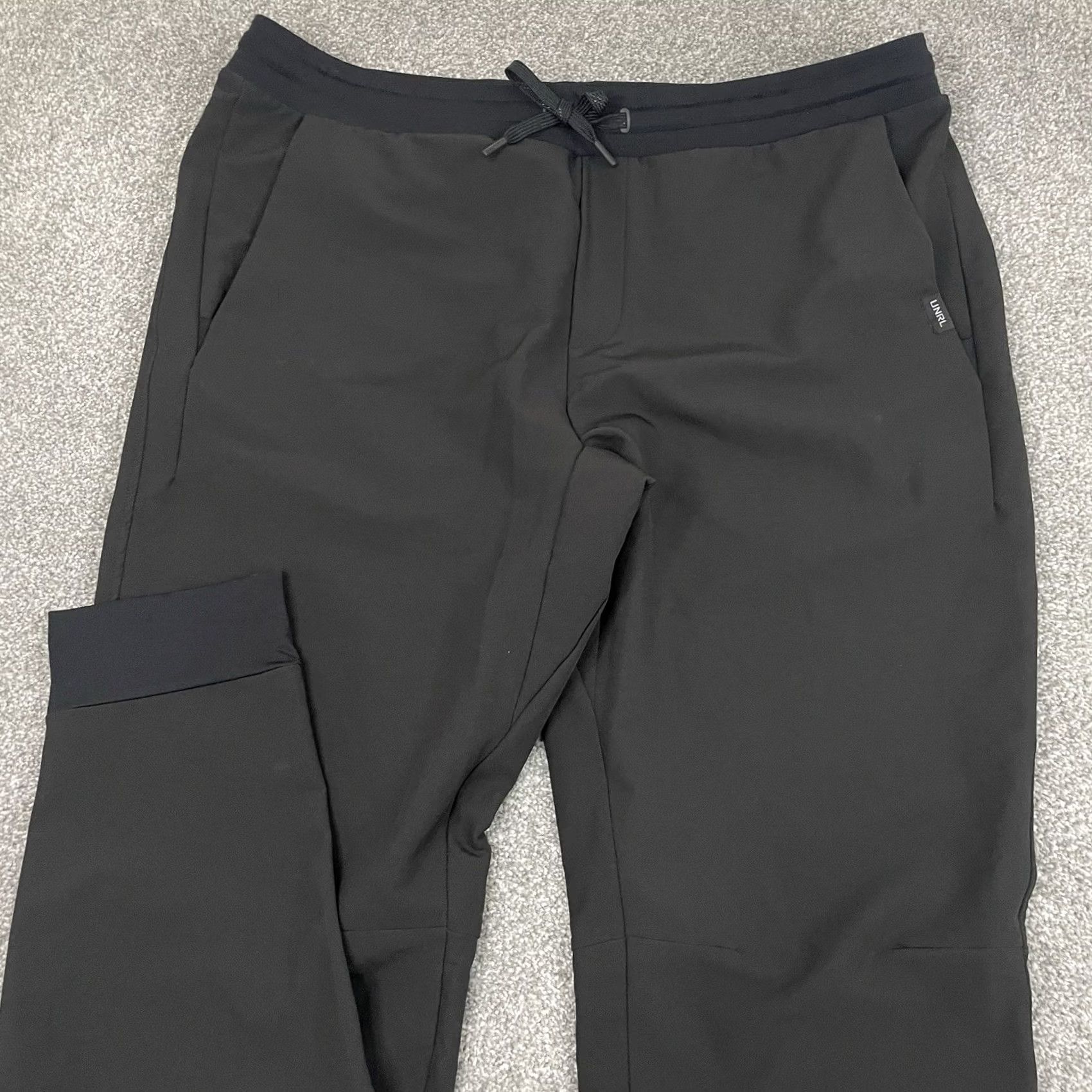 Vintage UNRL Joggers Men XL Black Performance Stretch Drawstring Pants Casual Work Size US 36 / EU 52 - 2 Thumbnail