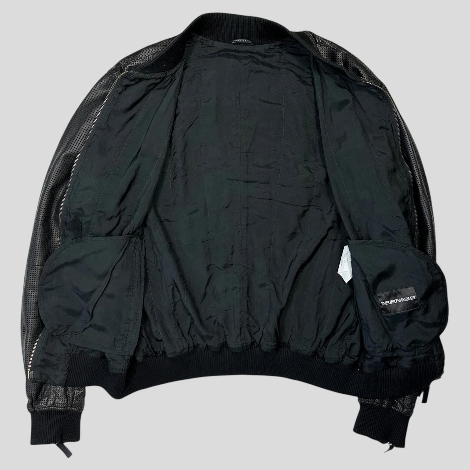 Armani Emporio Armani 2009 Perforated Mesh Leather Bomber IT52 (M) Size US M / EU 48-50 / 2 - 9 Thumbnail