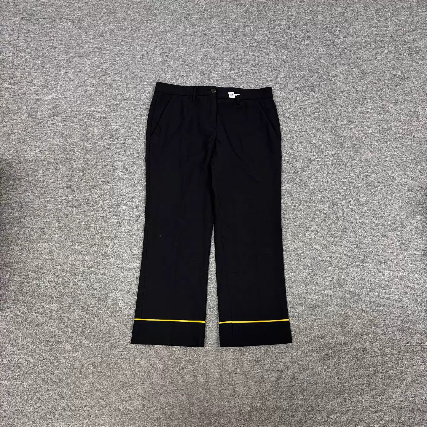 Miu Miu MIU MIU black yellow side stripe flared cropped pants Size 28" / US 6 / IT 42 - 1 Thumbnail