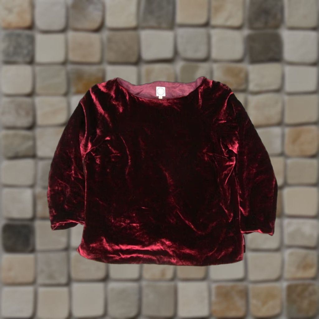 Vintage Ines De La Fressange Womens Sweater L Red Velvet Pullover Solid Size L / US 10 / IT 46 - 1 Thumbnail