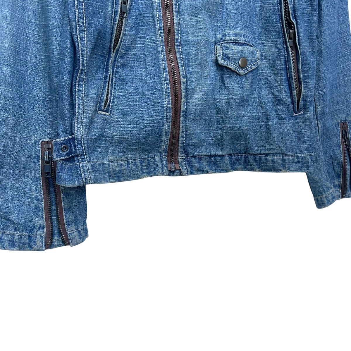 Ekam × Hein Gericke × Japanese Brand 💥Oil Cake Biker Denim Double Collar Jacket Size US M / EU 48-50 / 2 - 8 Thumbnail