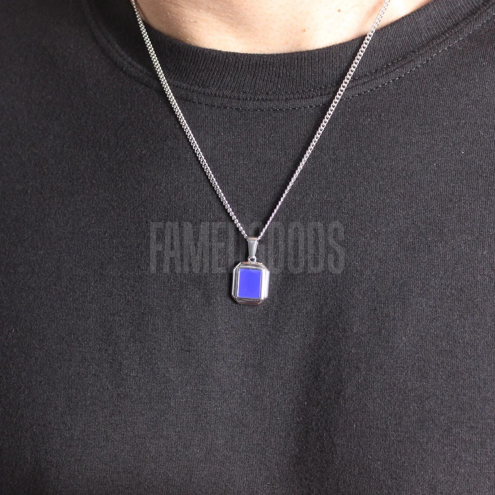 Jewelry Silver Mini Blue Enamel Pendant Necklace Size ONE SIZE - 3 Thumbnail