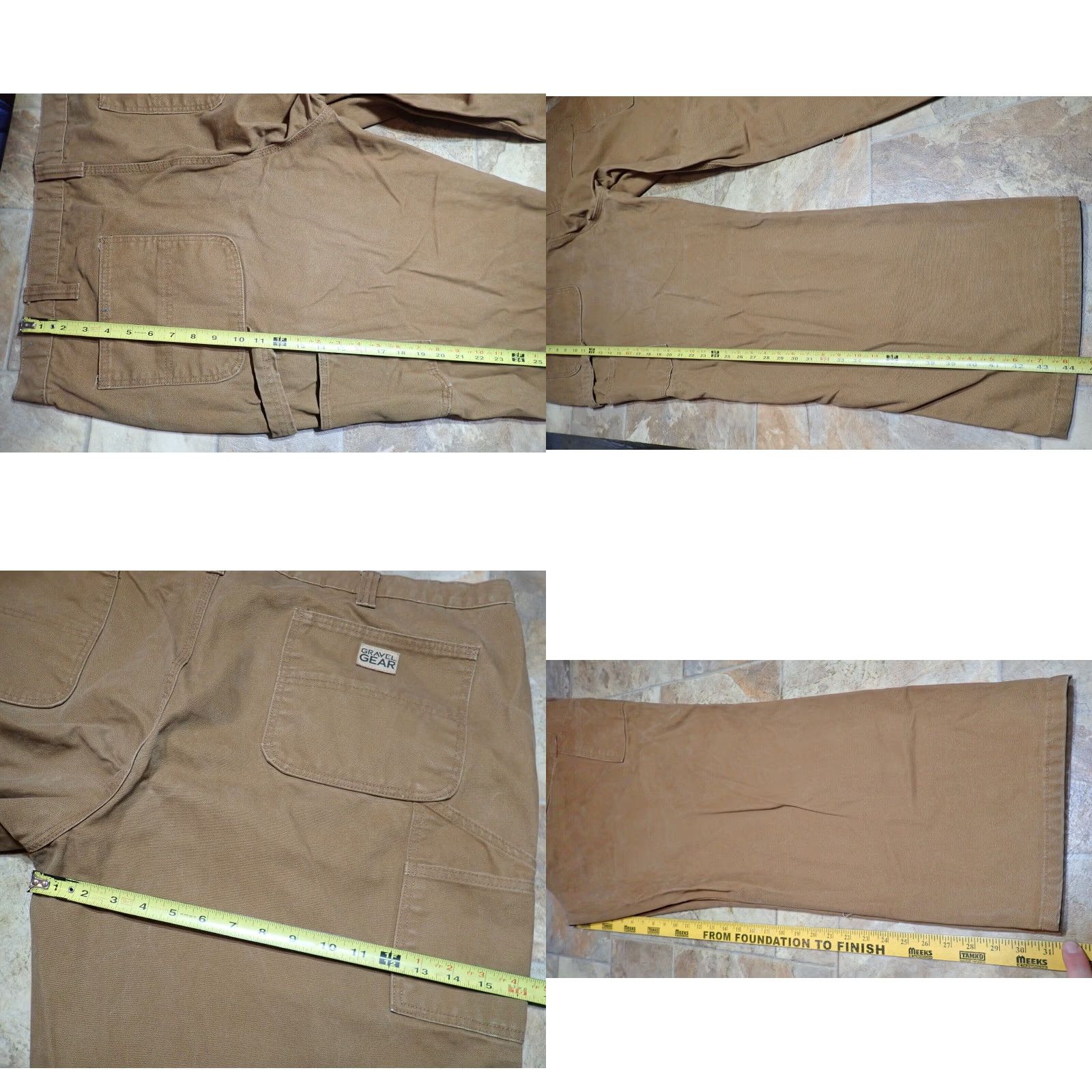 Vintage Gravel Gear Carpenter Work Pants Men's 46X32 Brown Heavy Canvas Workwear Relaxed Fit Size US 30 / EU 46 - 8 Thumbnail